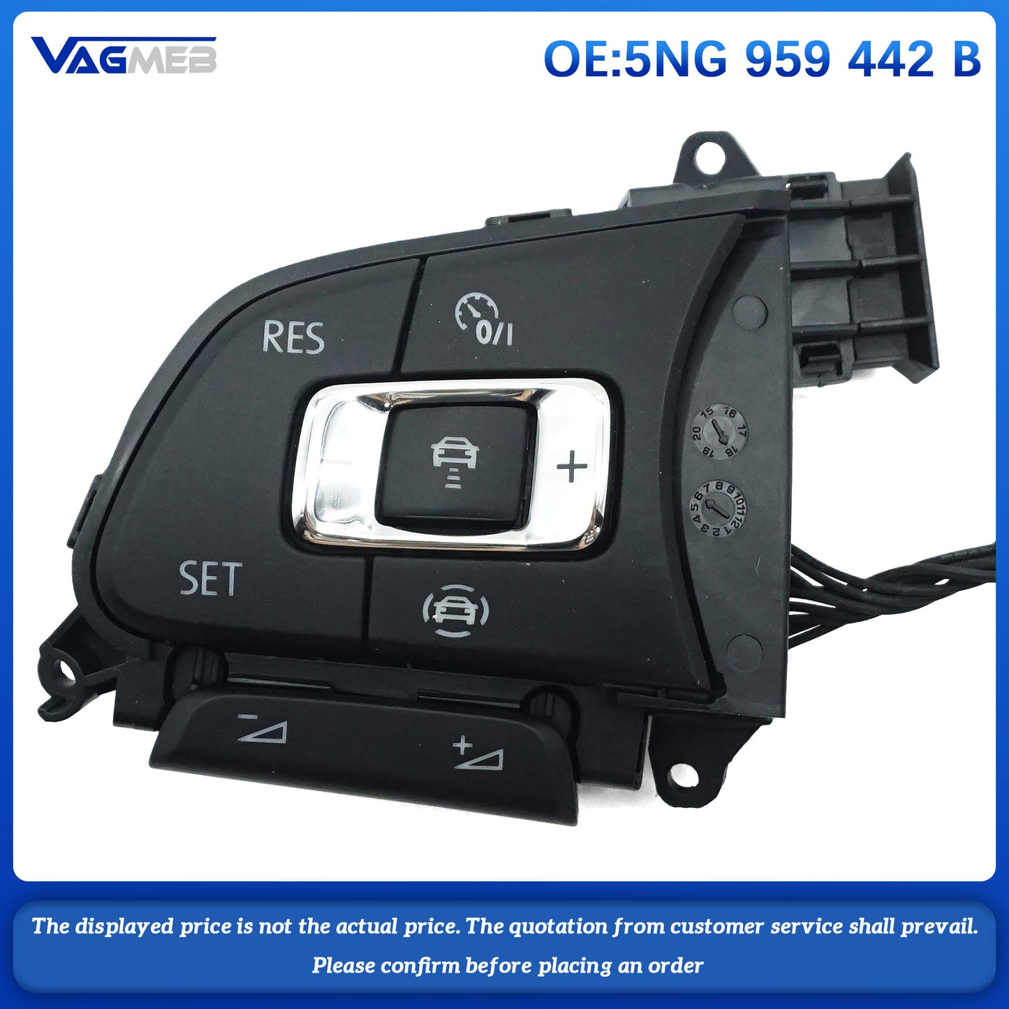 Steering wheel button with ACC button For VW Tiguan L Tiguan II 2017 2018 2019 2020 2021 2022 2023 2025 5NG 959 442 B