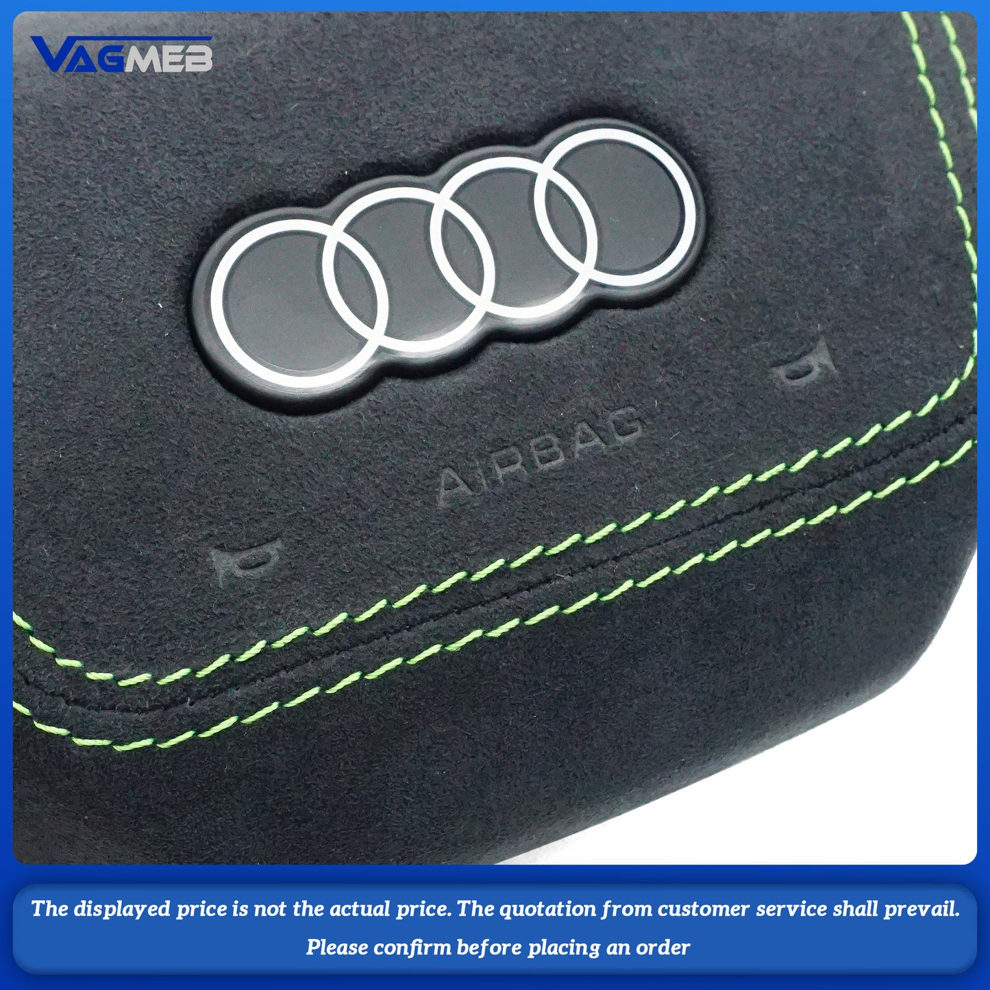 Dyed red thread Steering wheel airbag cover multifunction steering wheel For Audi e-tron Tawny striped leather
