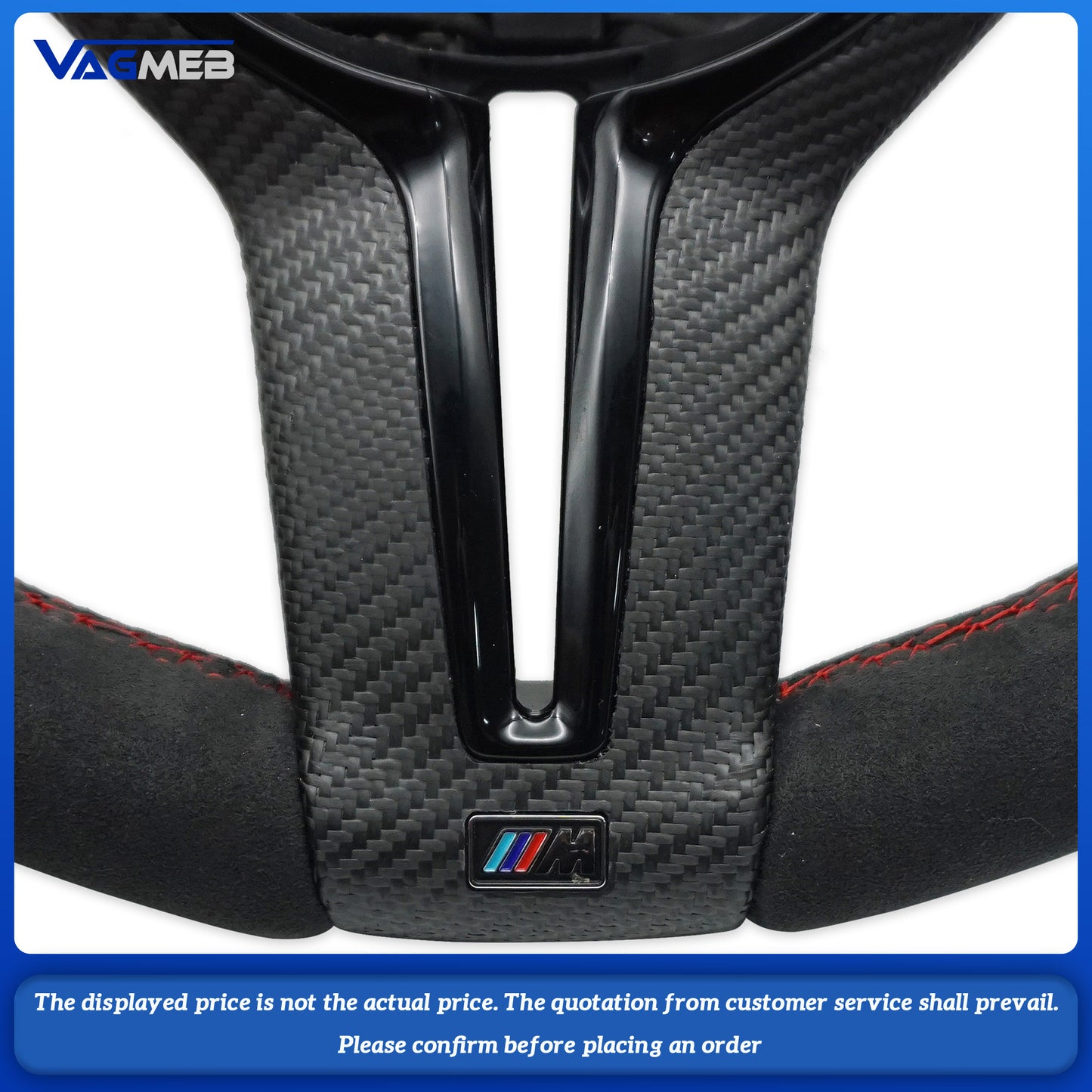 For BMW thong with full suede red line steering wheel without airbag (three series)