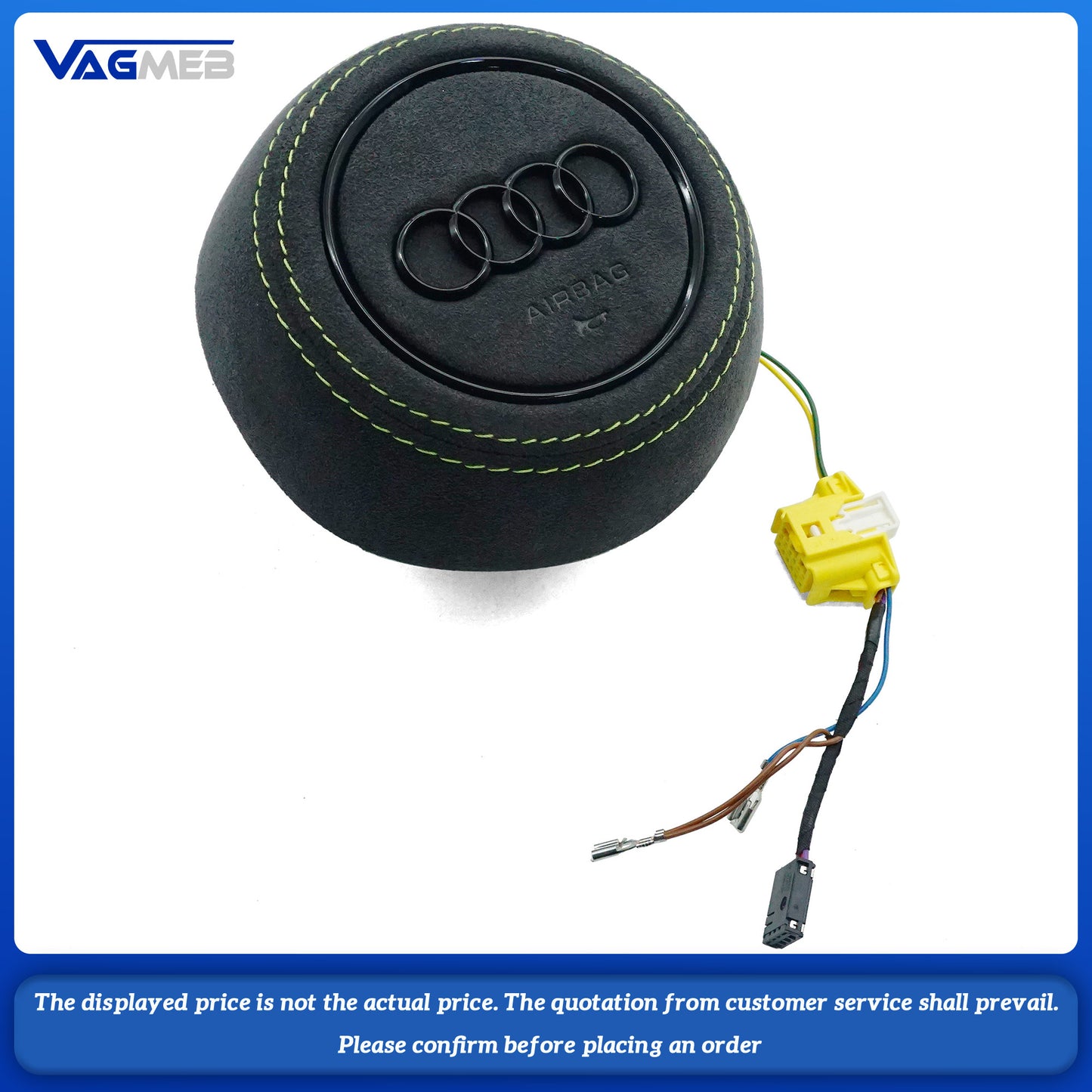 Dyed red thread Steering wheel airbag cover multifunction steering wheel For Audi R8 Tawny striped leather