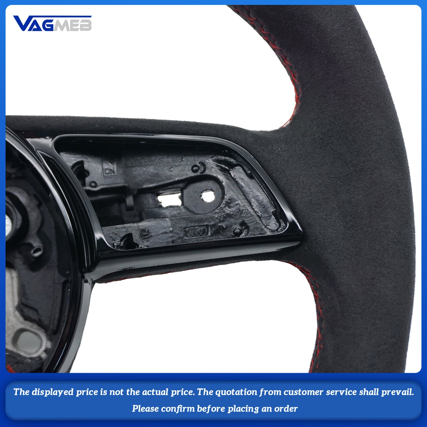 For Audi Sline LOGO A4B9, semi-suede, red line, red skin, straightened label, no buttons, no paddles