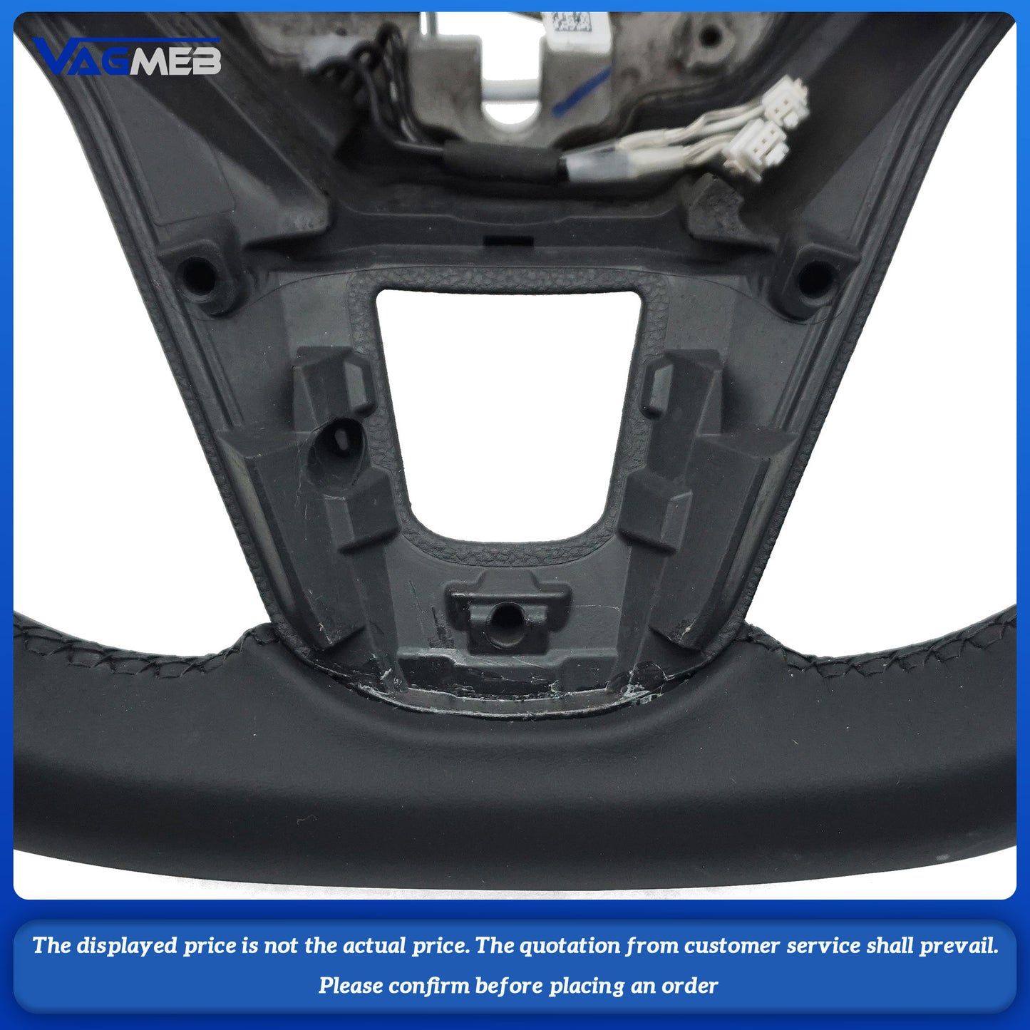 For VW Golf 8 black wire semi perforated steering wheel, heated paddle wheel, bottom with black leather return logo