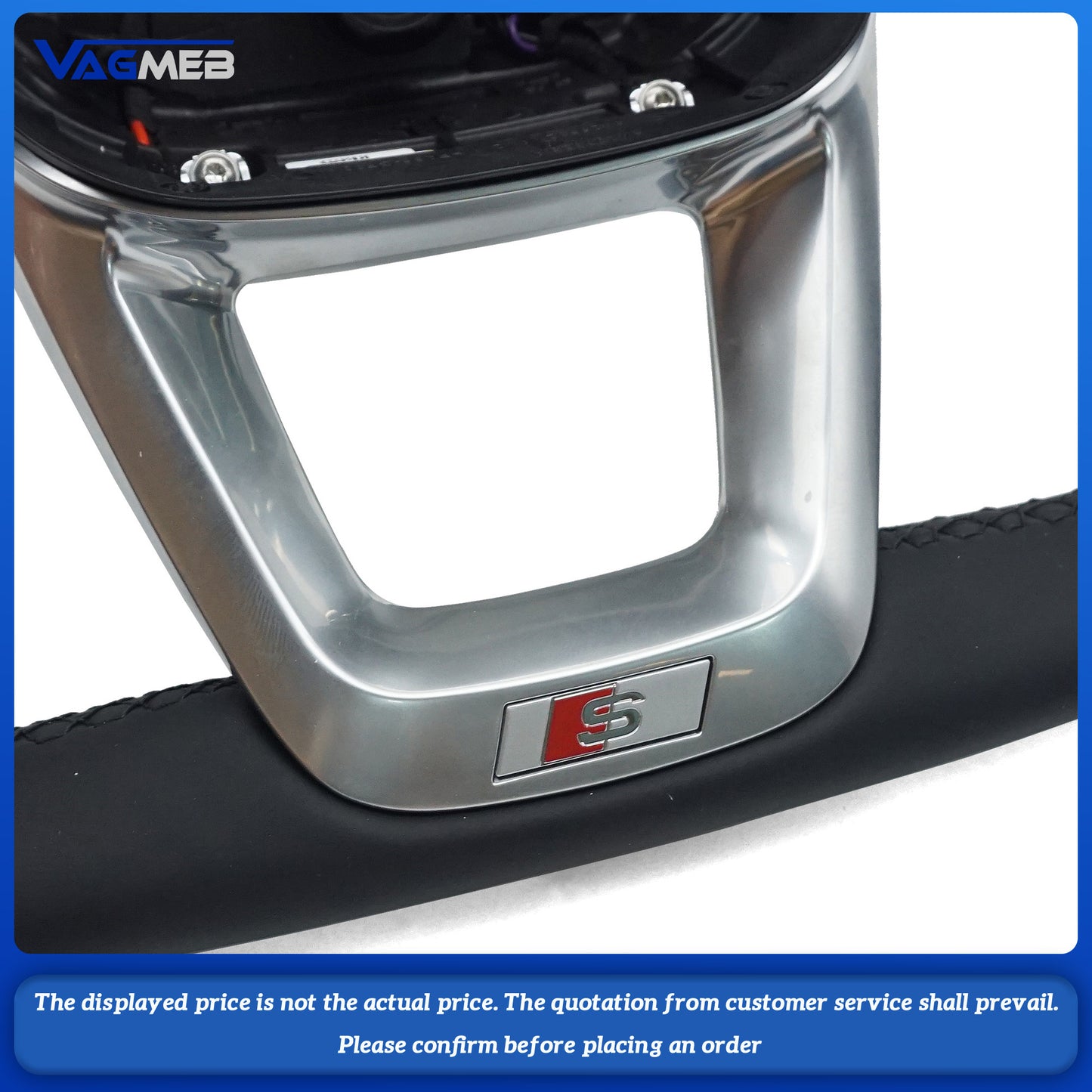 Leather black stitching flat bottomed sports steering wheel with heating For Audi Q5 FY Q7 4M Q8, Car Accessories