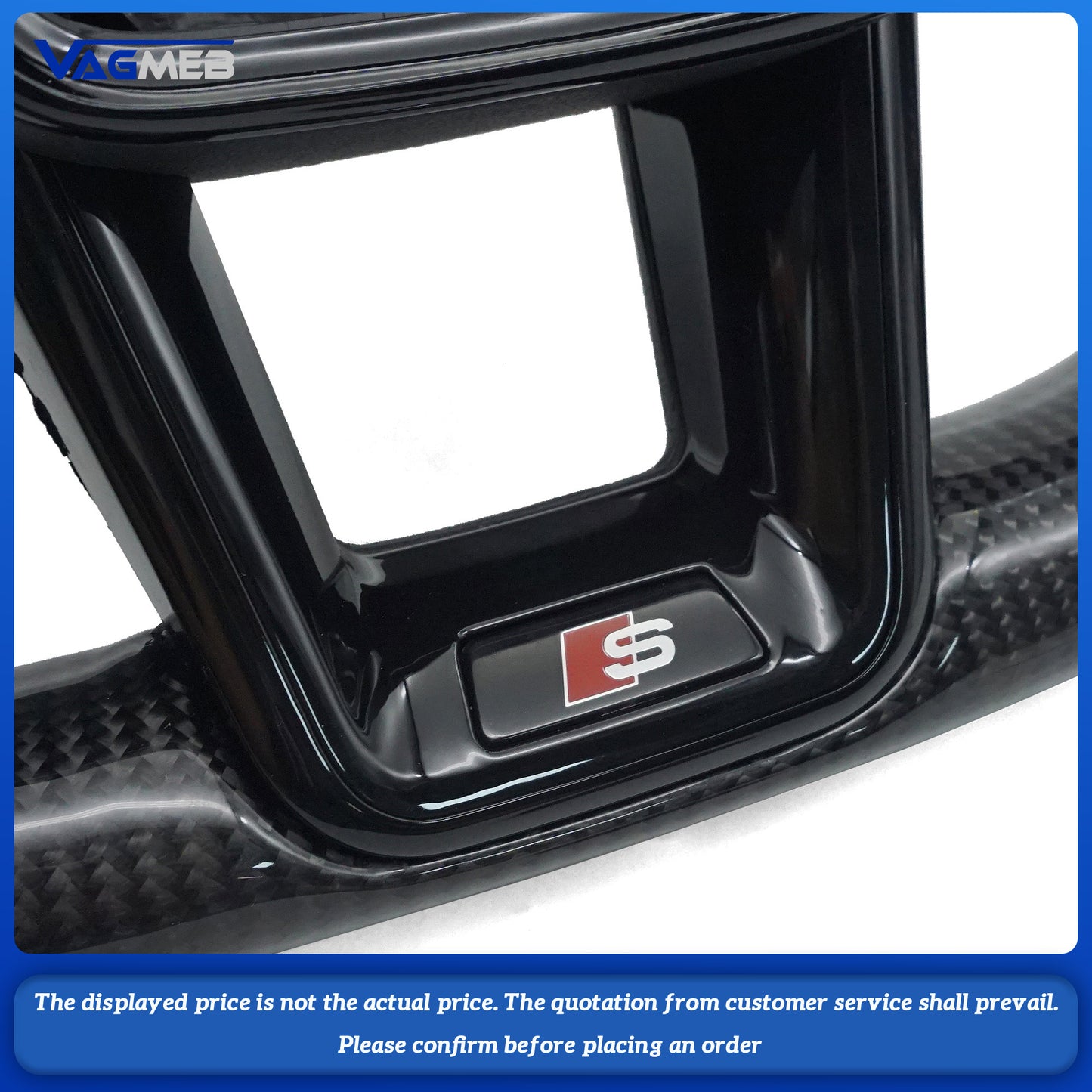 For Audi A6 C8 carbon fiber genuine leather gray stitching multifunctional steering wheel with heating, Car Accessories