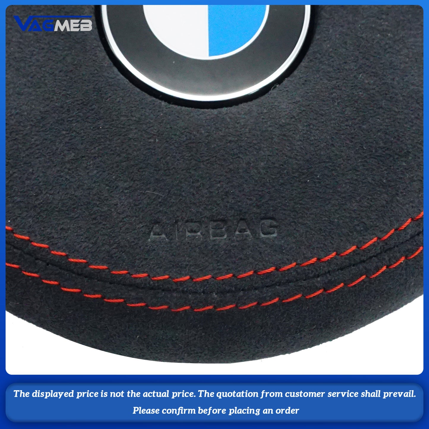 Dyed red thread Steering wheel airbag cover multifunction steering wheel For BMW M5 Woolen striped fabric