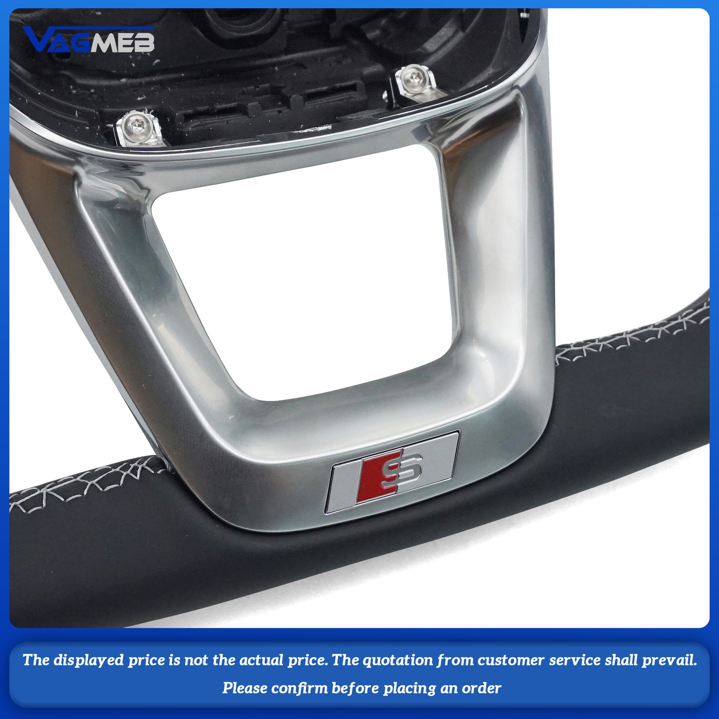 For Audi Q5 FY Alcantara white stitched flat bottomed sports steering wheel