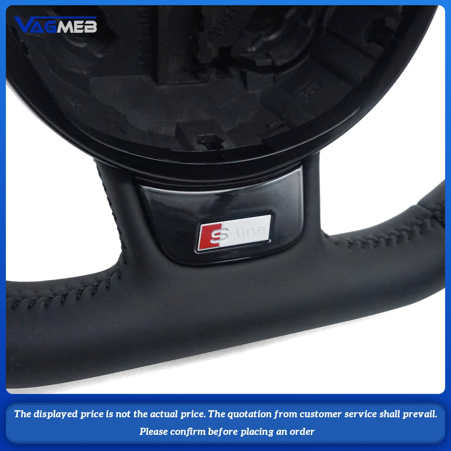 Leather Steering Wheel for Audi SLINE Logo A3 8V A4 B9 A5 A6 A7 Q3 Q5 Q7 Suede Steering Wheel Flat Bottom Steering Wheel