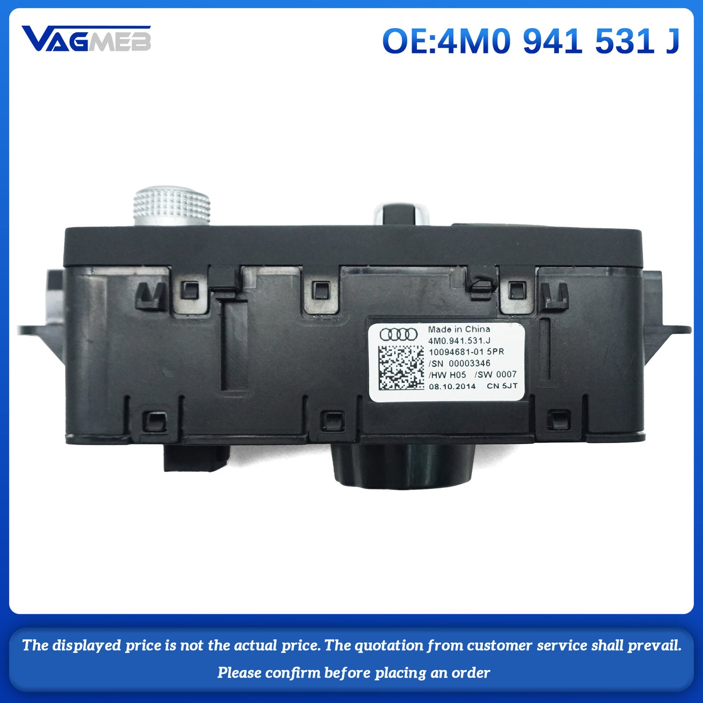 For Audi A4L C8 Q7 A5 Q5FY Headlight switch with Head-up display 4M0 941 531 J