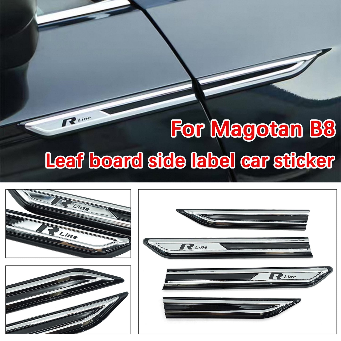 Car Accessories For VW Passat B8 Side Wing Fender Emblem Badge Stickers Cover Trim Decoration Silver