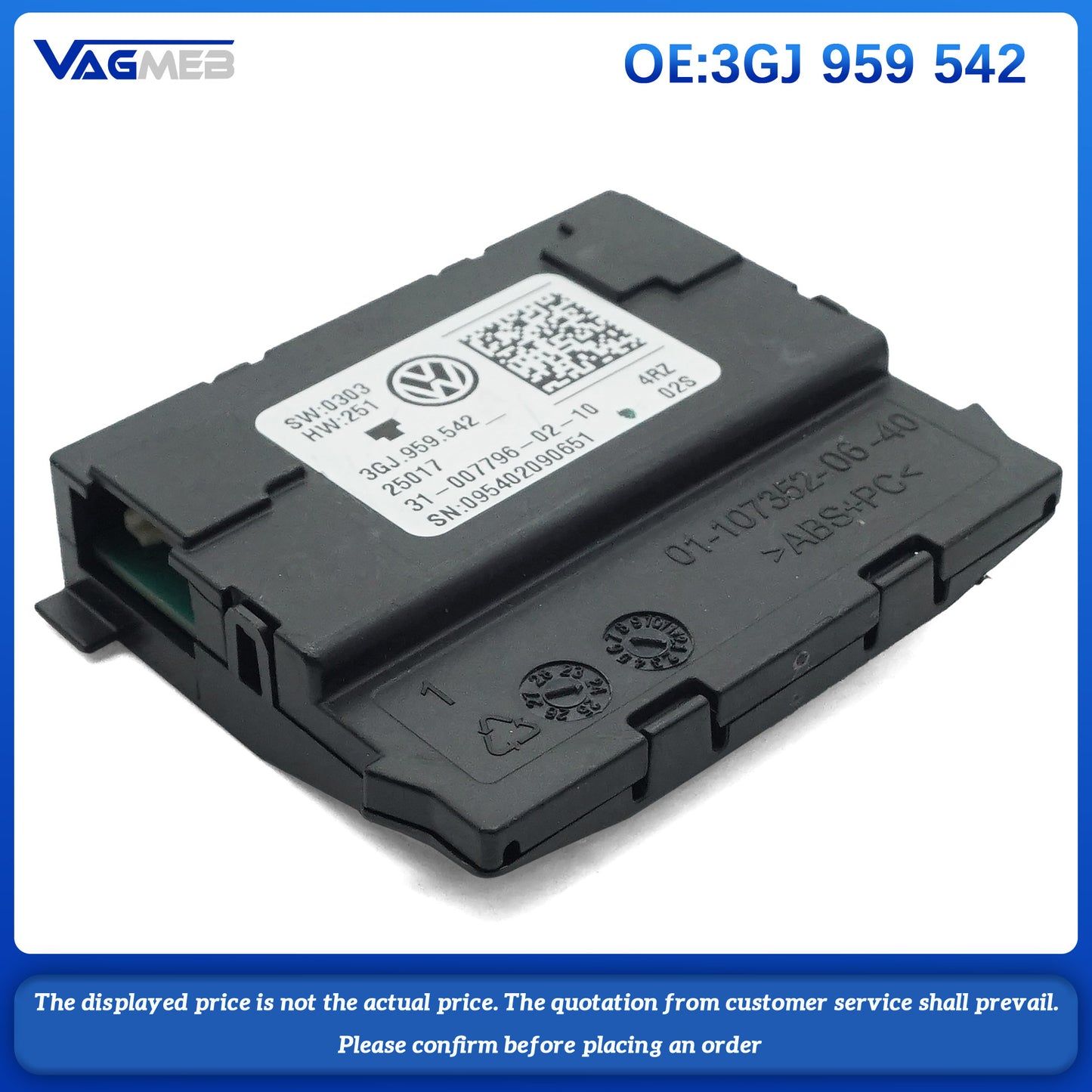 Steering wheel release module control unit for VW Jetta MK8 3GJ 959 542