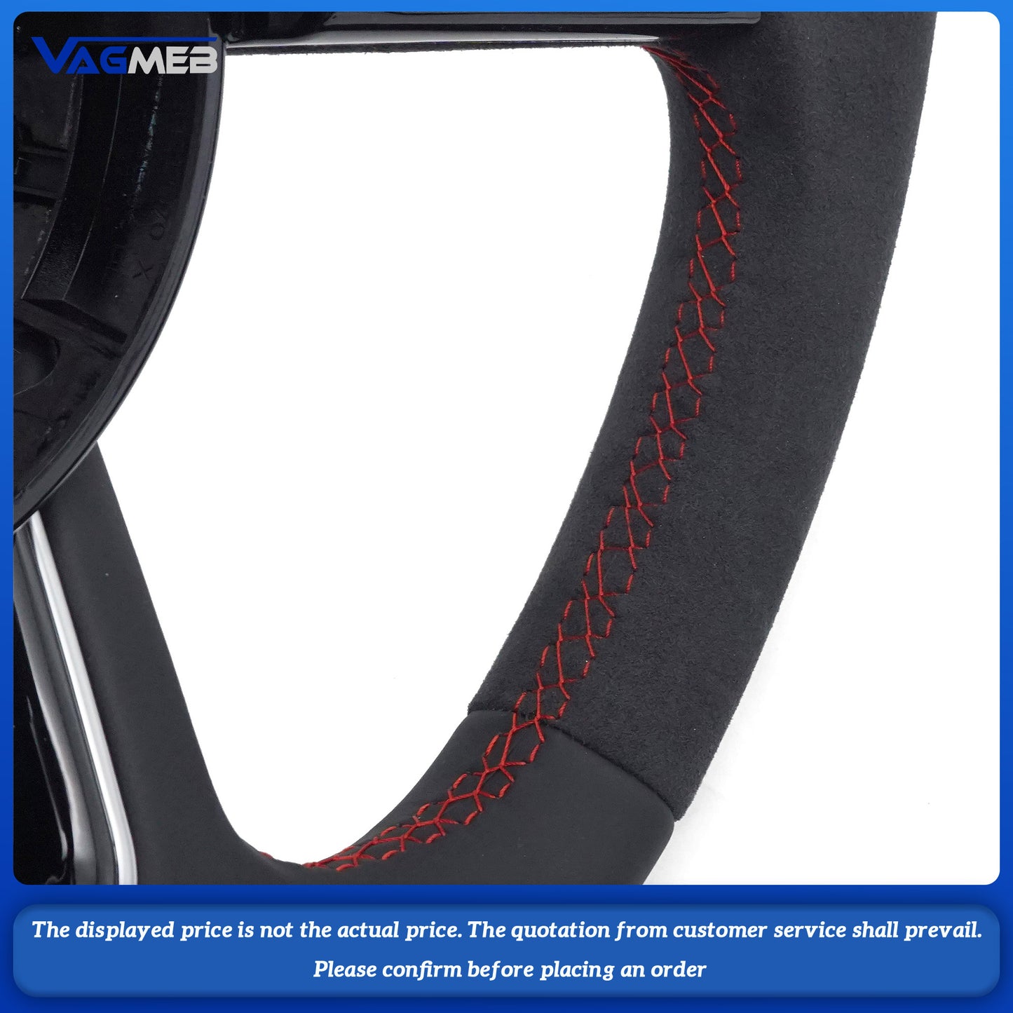 For Audi A4 B9 leather perforated alcantara Custom style steeringwheel with S or RS or Sline logo and thread colour