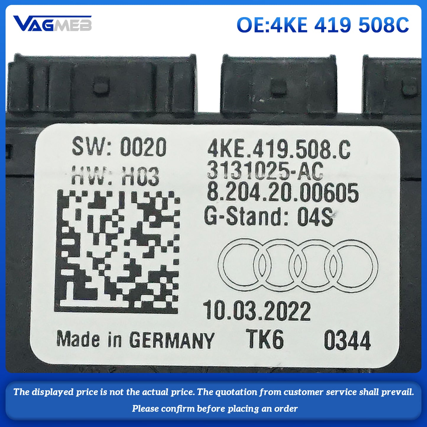 For Audi C8 steering wheel hands-free module, Car Accessories 4KE 419 508C