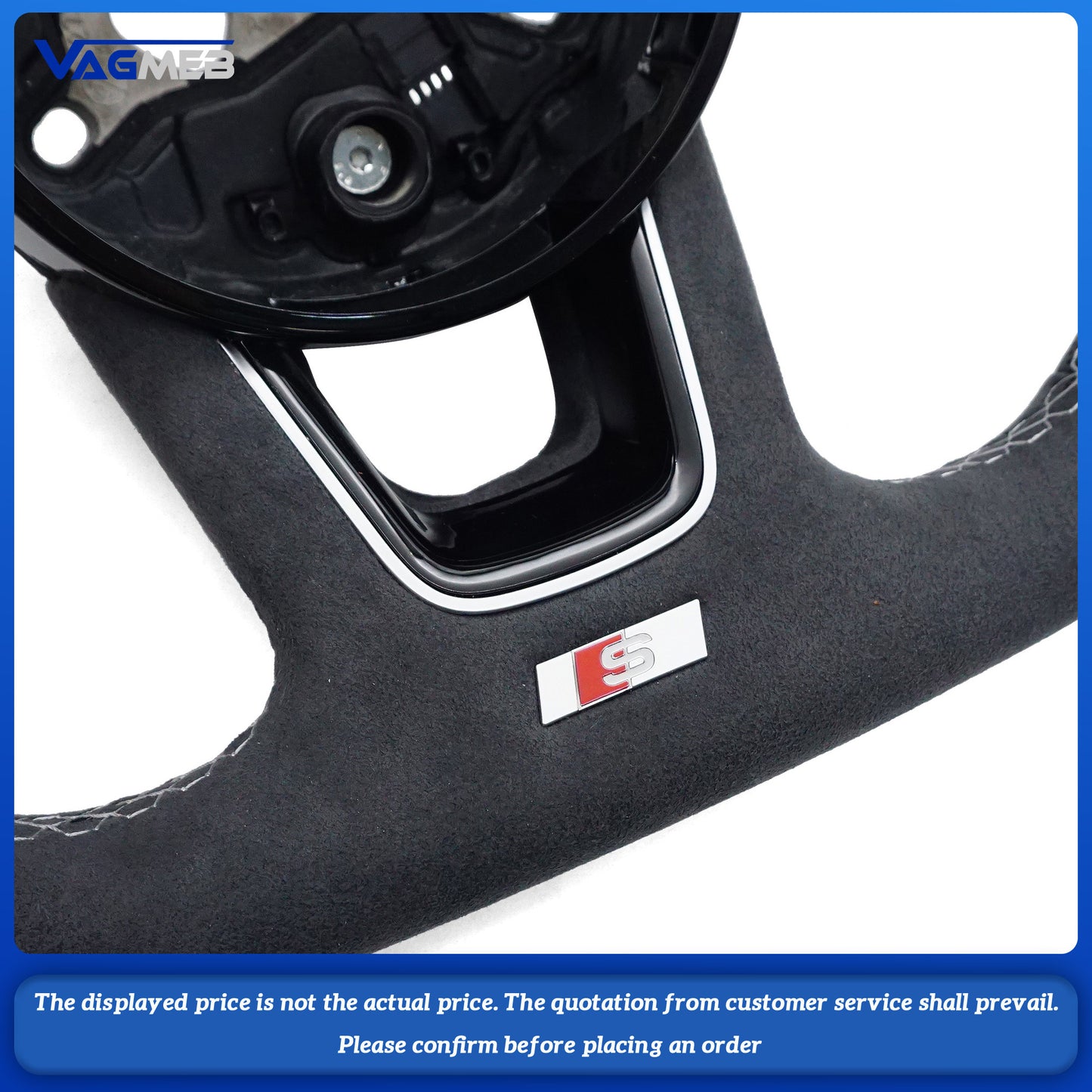 Fully steering wheel For Audi A4 B9 Refit Upgraded Multi-Function Leather Suede Flat Bottom Steering Wheel Sport