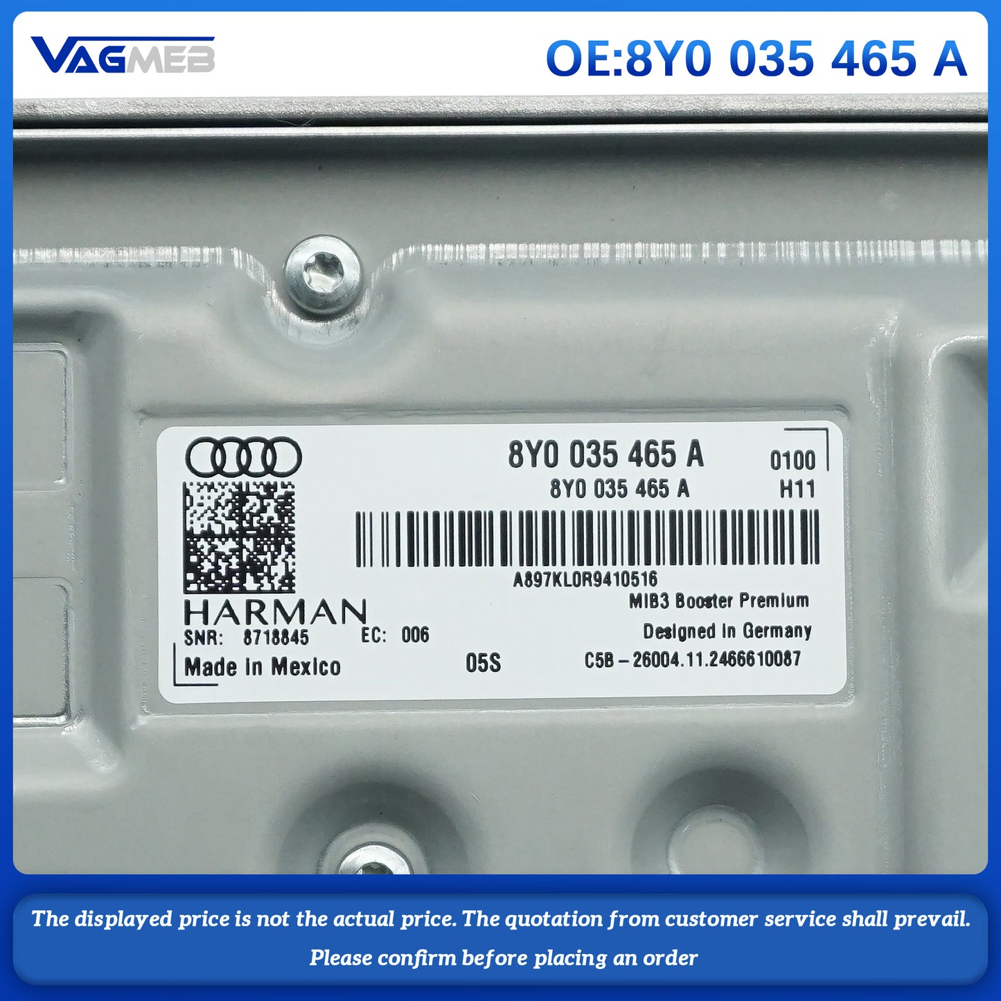 For Audi A5 A6 A7 A8 Q7 Q8 Ethernet amplifier 8Y0 035 465A
