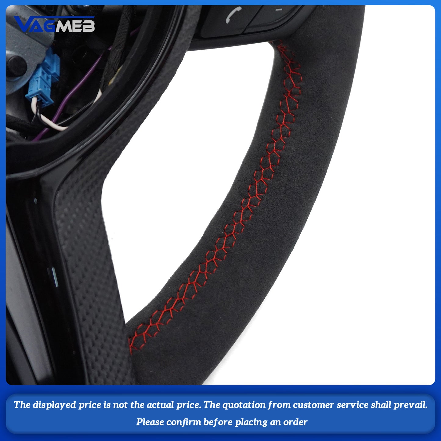 For BMW thong with full suede red line steering wheel without airbag (three series)