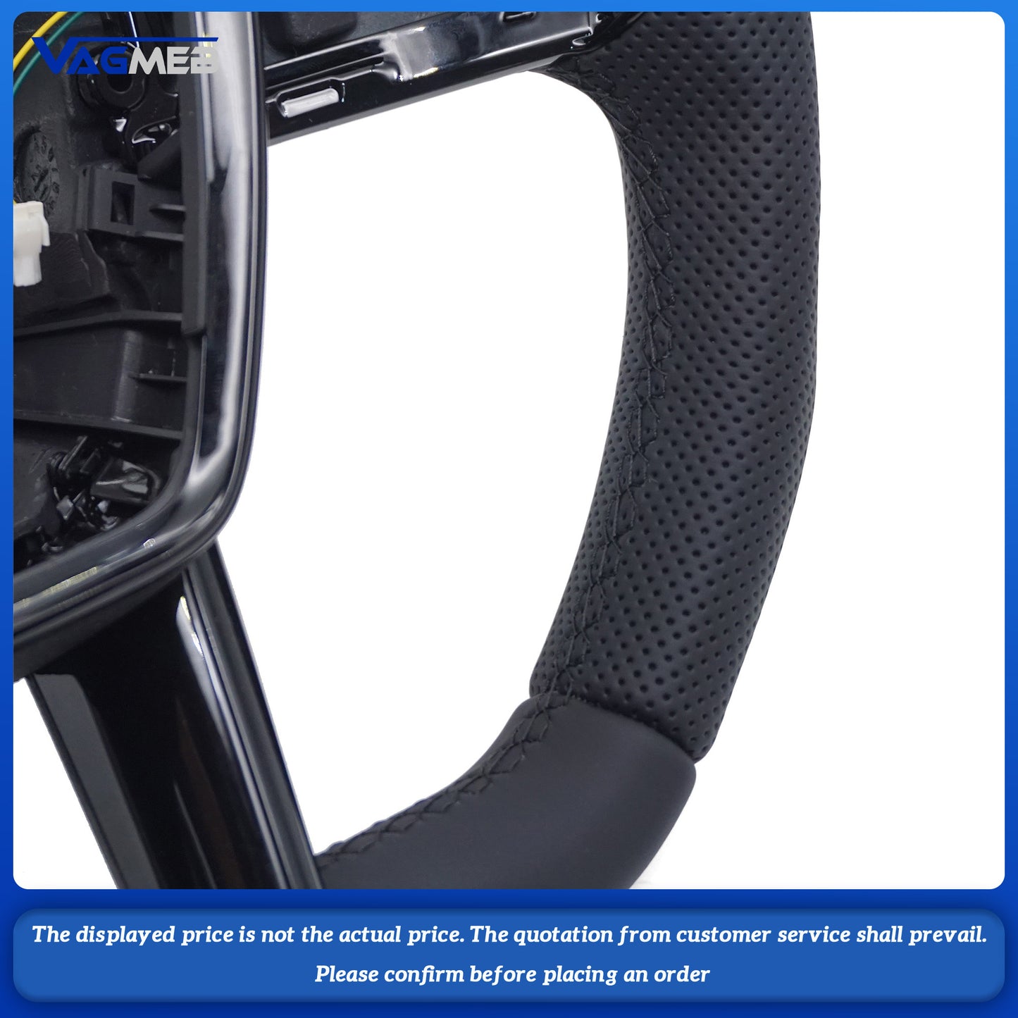 For Audi S logo A6C8 emi-perforated black line, lacquered black base, steering wheel without buttons, with paddles and no heating