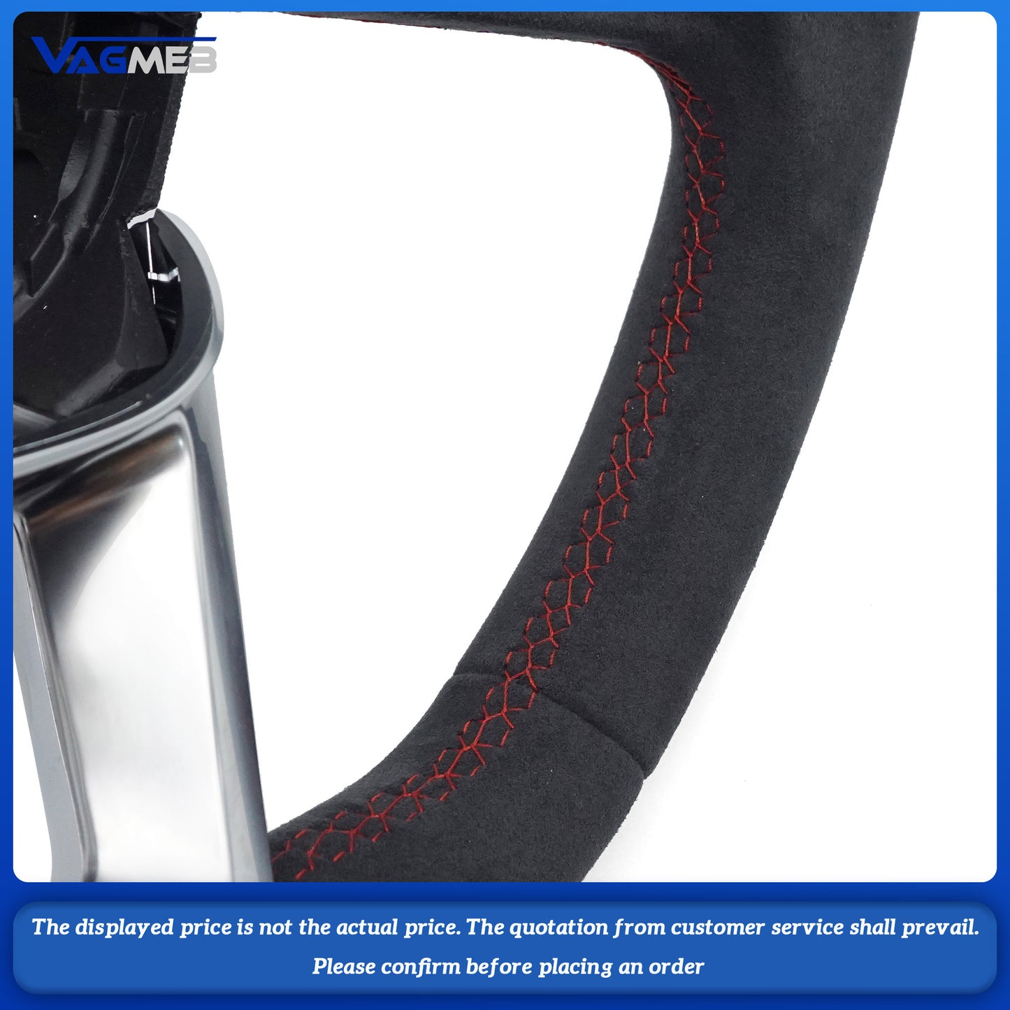 For Audi Q5 FY Alcantara red stitched flat bottomed sports steering wheel