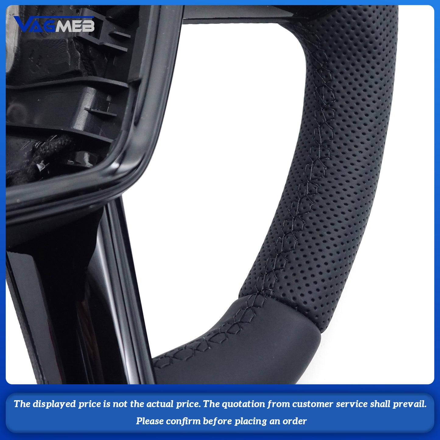 For Audi A6 C8 painted black heated steering wheel with white stitching sports flat bottomed steering wheel, Car Accessories