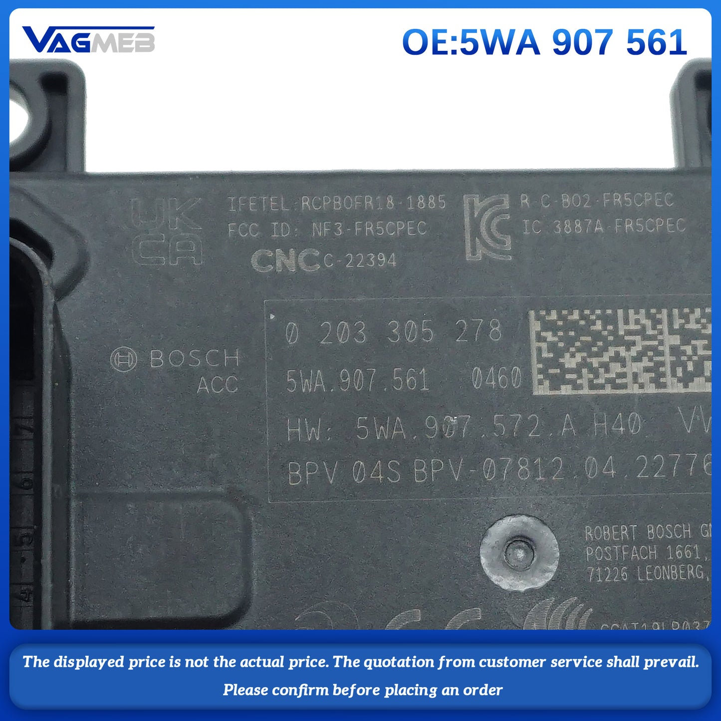Radar sensor distance control control control unit original For VW Golf Variant Atlas Audi A3 S3 Q6 Skoda Octavia Leon 5WA 907 561