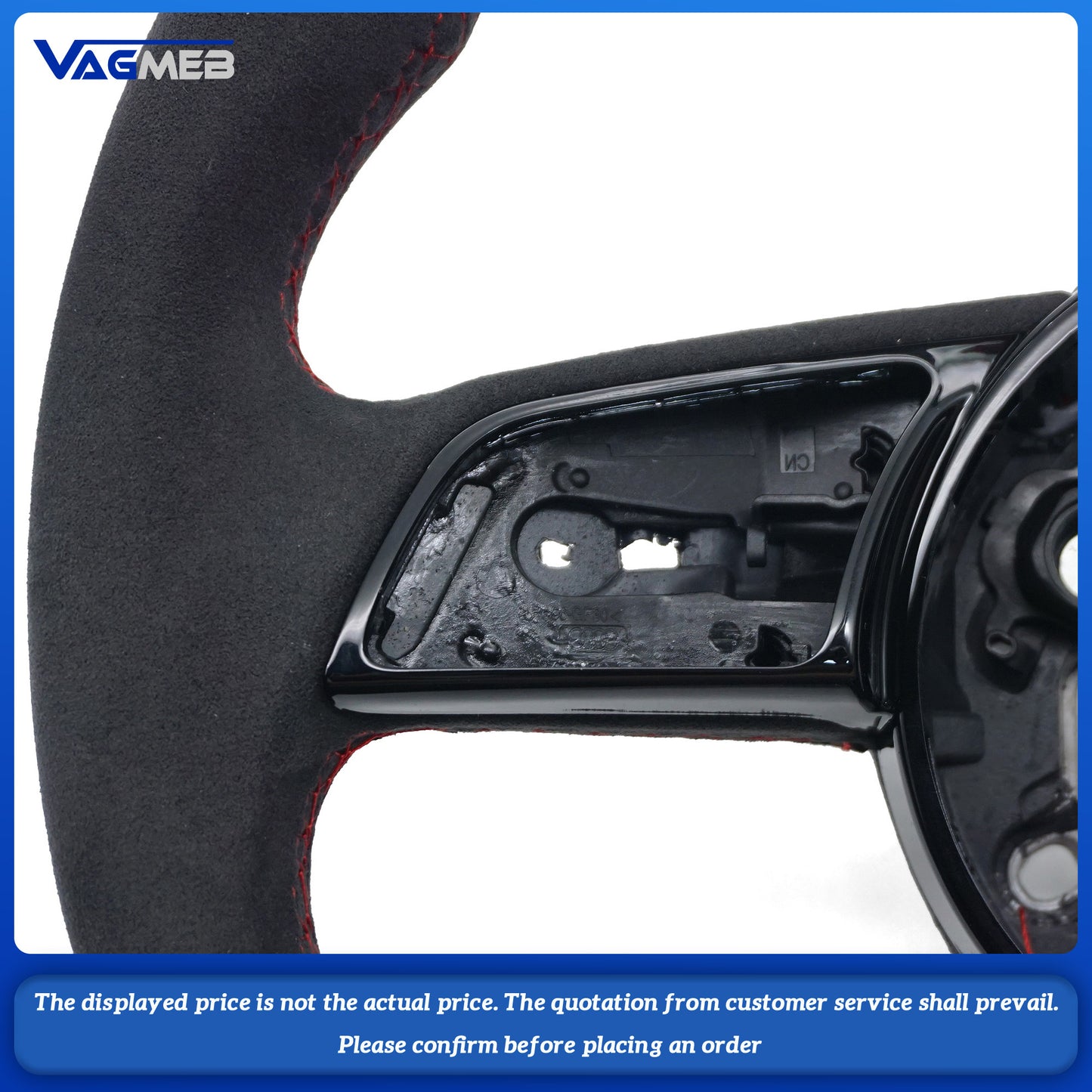 For Audi Sline LOGO A4B9, semi-suede, red line, red skin, straightened label, no buttons, no paddles