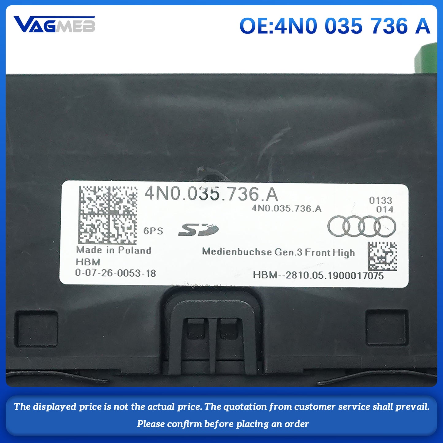 For Audi A6L C8 CARPIAY switch 4N0 035 736A