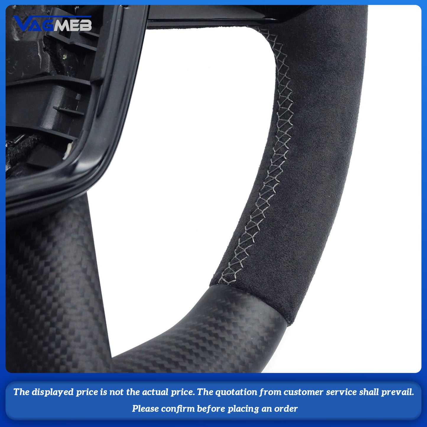 Matte carbon fiber black stitching sports flat bottomed steering wheel with heating belt paddles For Audi A6 C8