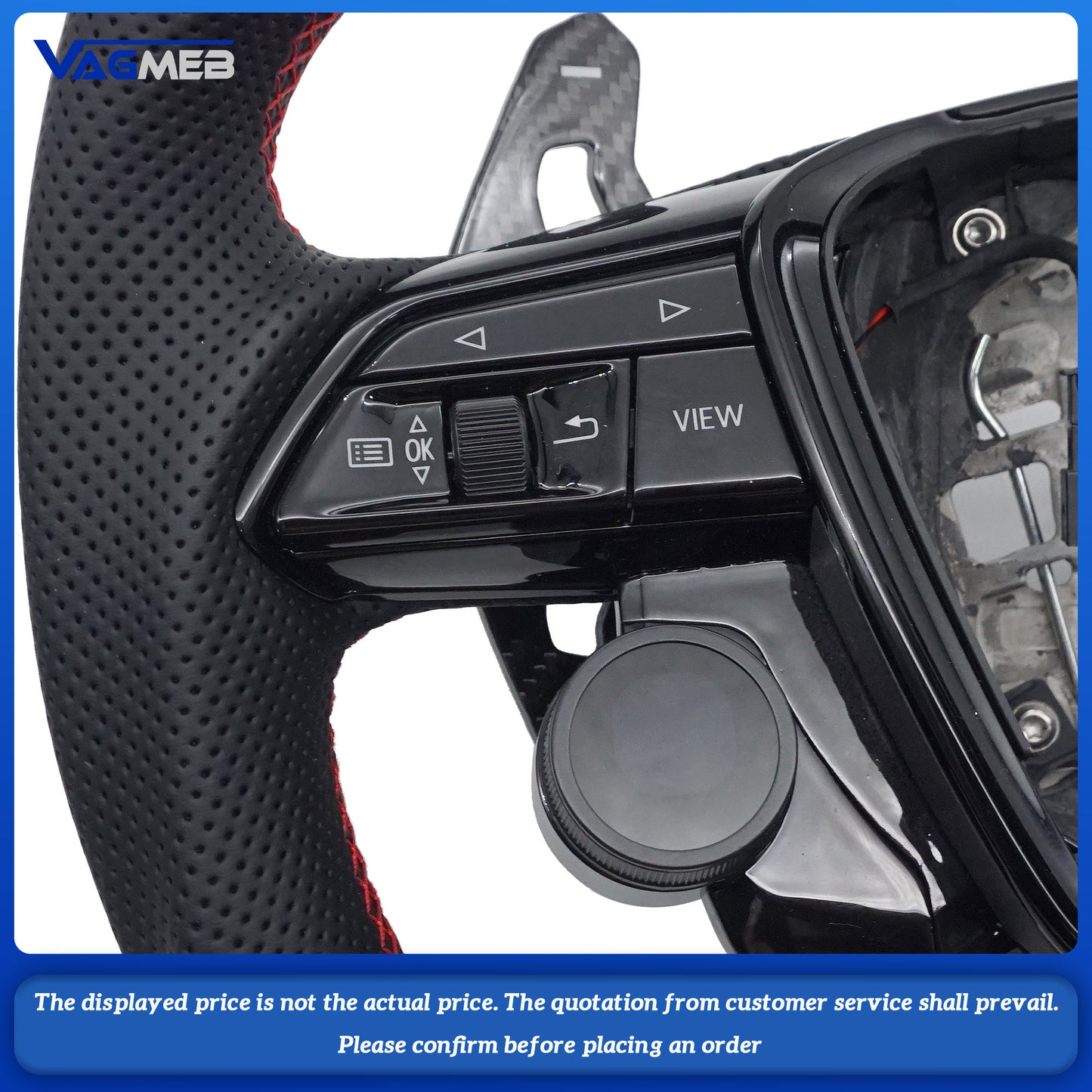 Car Interior Forged LED Carbon Fiber Steering Wheel For RS LOGO A6C8