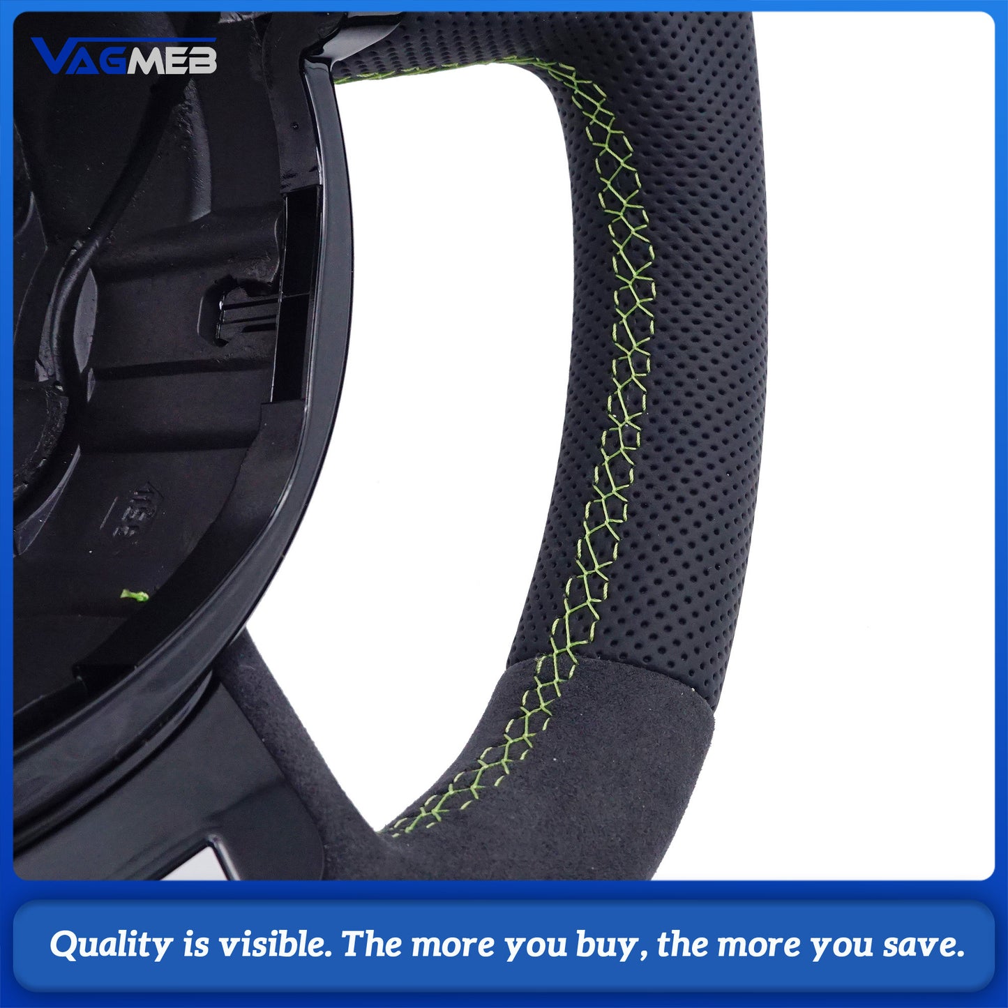 Flat bottom perforated leather steering wheel For Audi A4B8