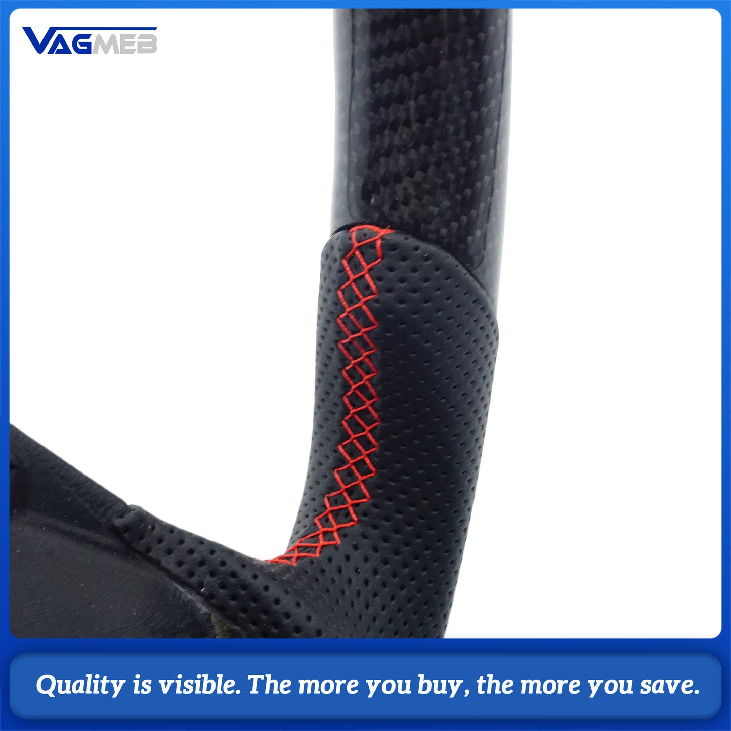 Car Auto Parts Real High Quality for MK7 GTI Perforated Leather Glassy Carbon Fiber Steering Wheel