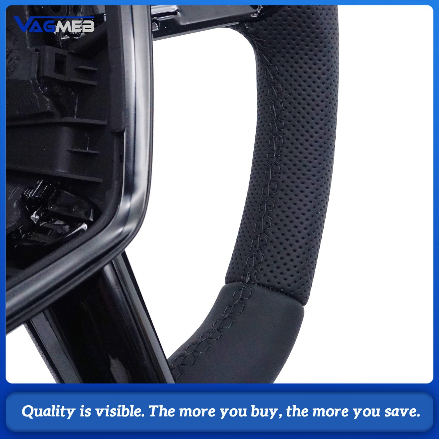 Heated steering wheel For Audi A6 C8, painted black leather, black stitching multifunctional steering wheel, Car Accessories
