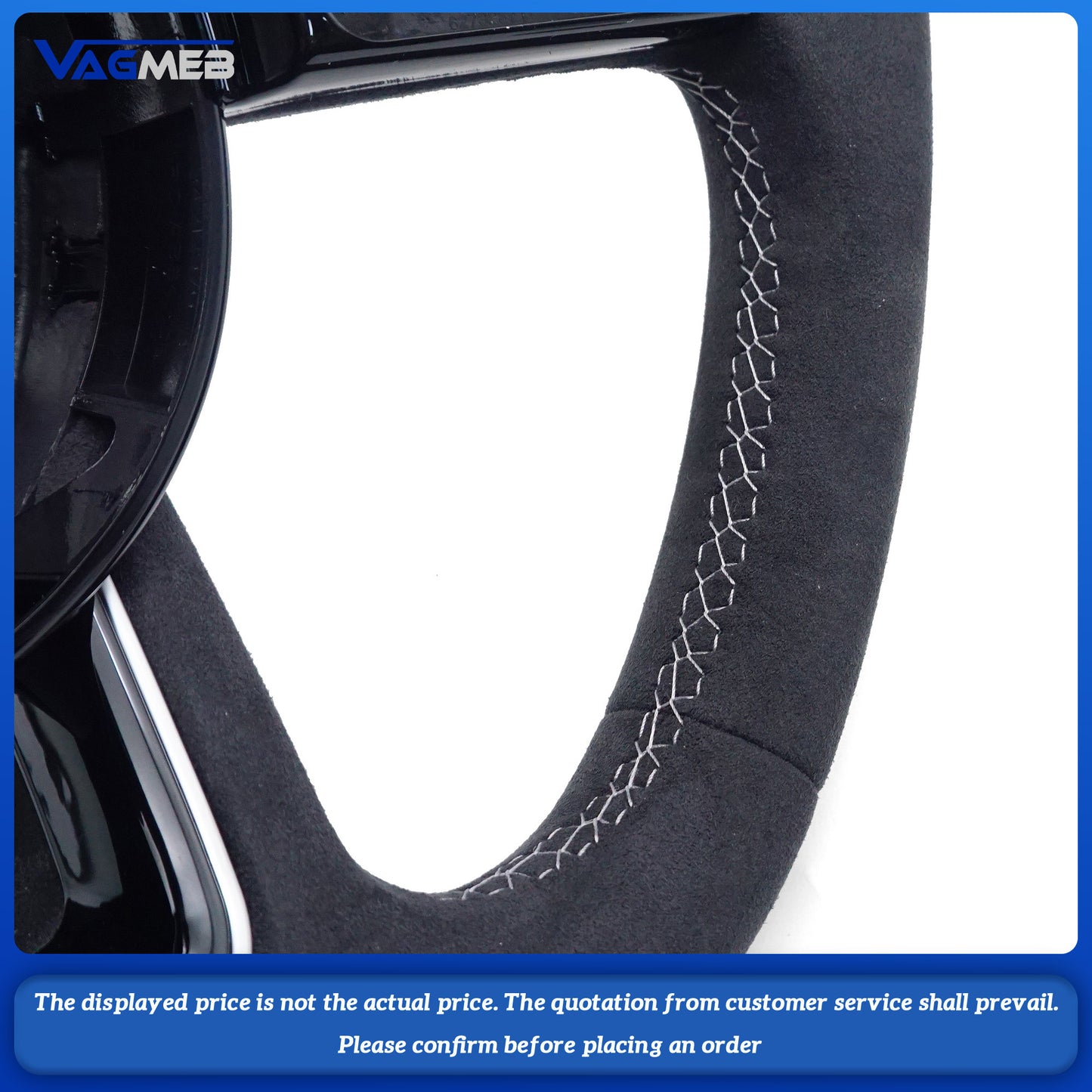 For Audi A4B9 Fully Perforated Semi-Perforated Genuine Leather Suede Flats Steering Wheel