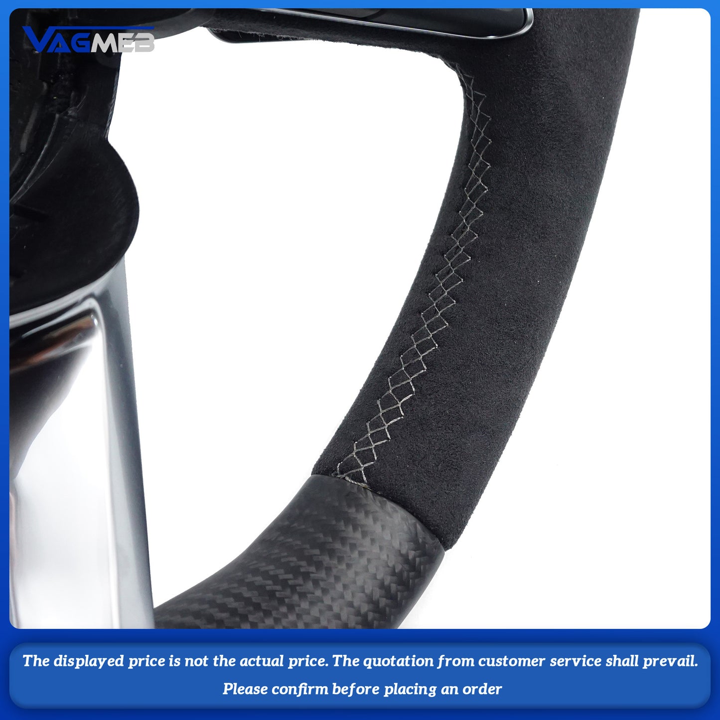 Matte carbon fiber gray stitching sports flat bottomed steering wheel with heating belt paddles For Audi Q5 FY