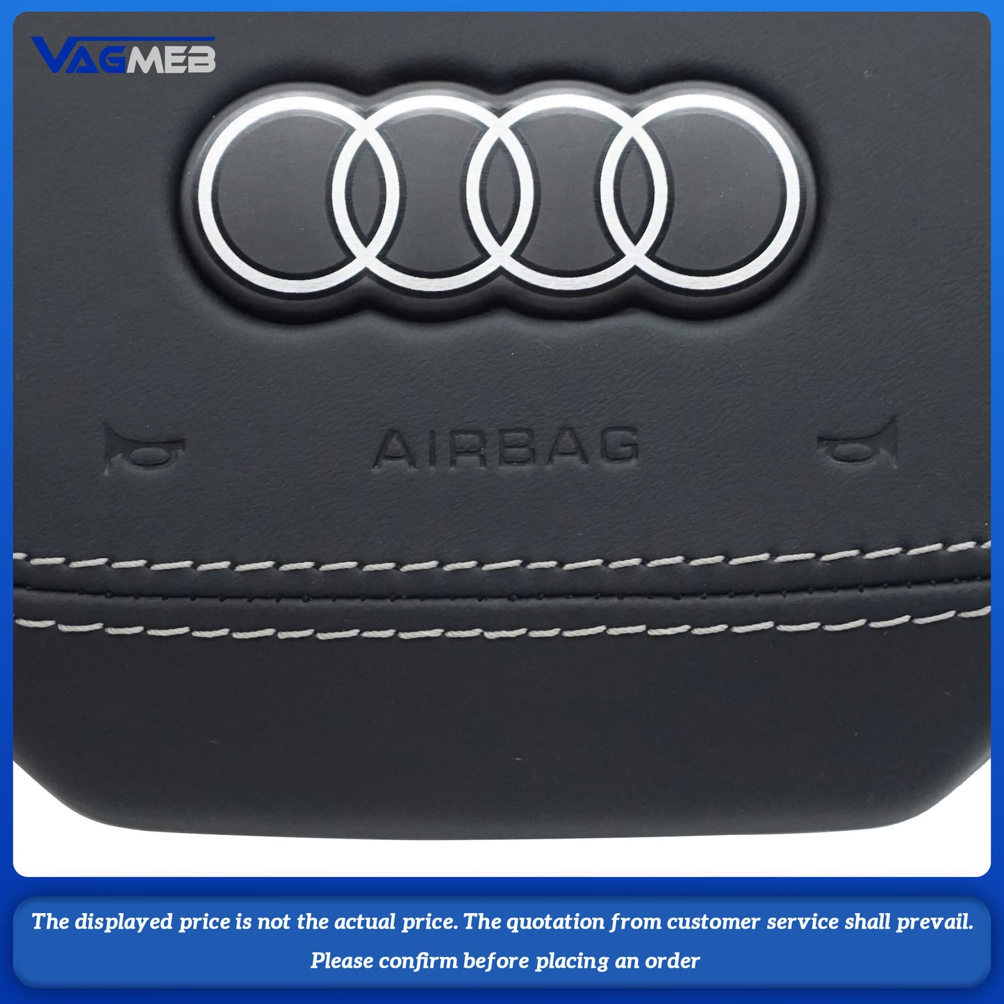 Steering wheel airbag cover multifunction steering wheel For Audi Q4 E-TRON Dermal white thread