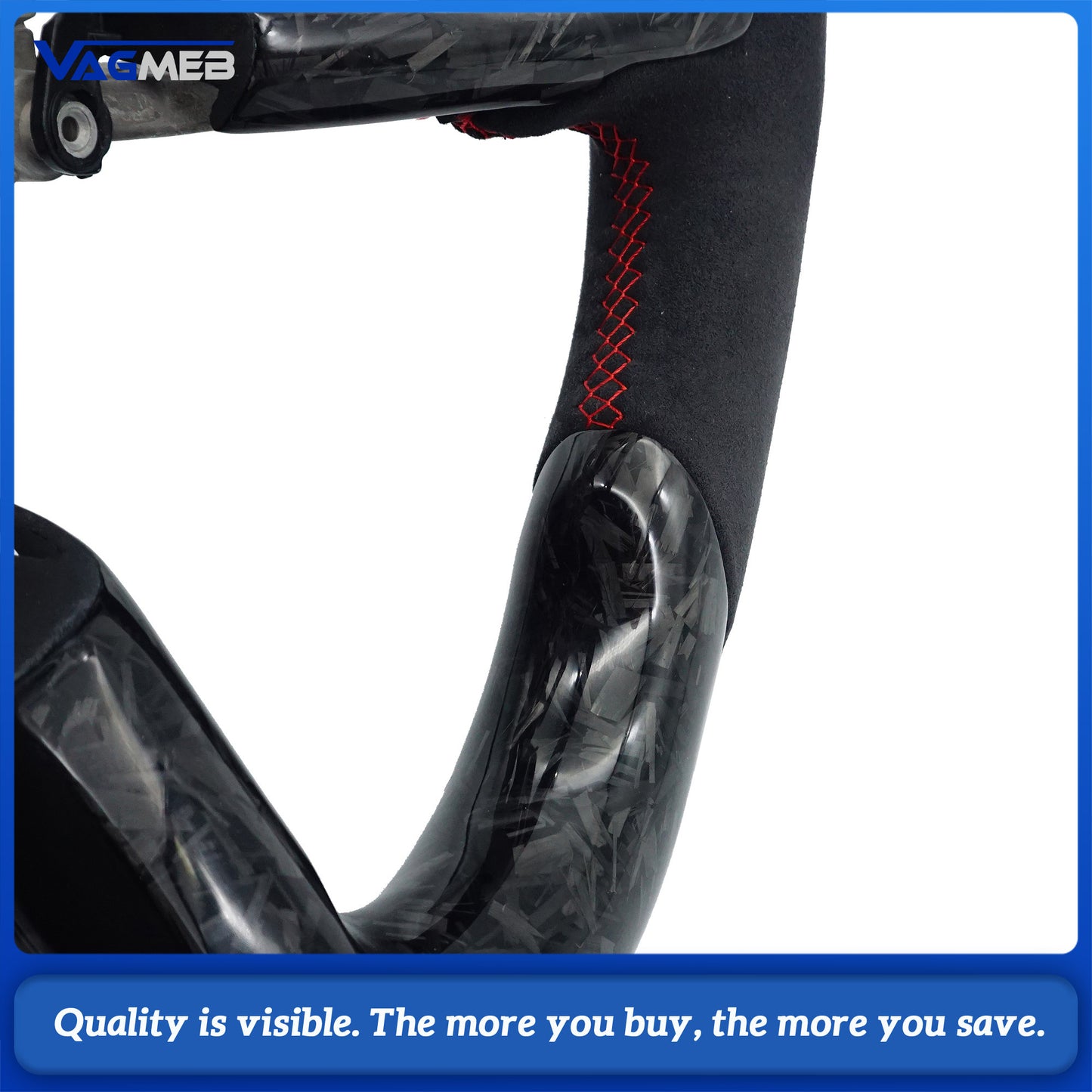 Customized Carbon Fiber Alcantara Leather Steering Wheel Fit for Ford Mustang 2015 -2022 GT Shelby