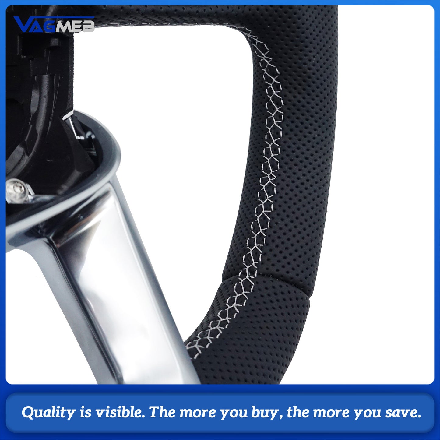 For Audi Q5 FY fully perforated leather with white stitching, flat bottomed sports steering wheel with heating