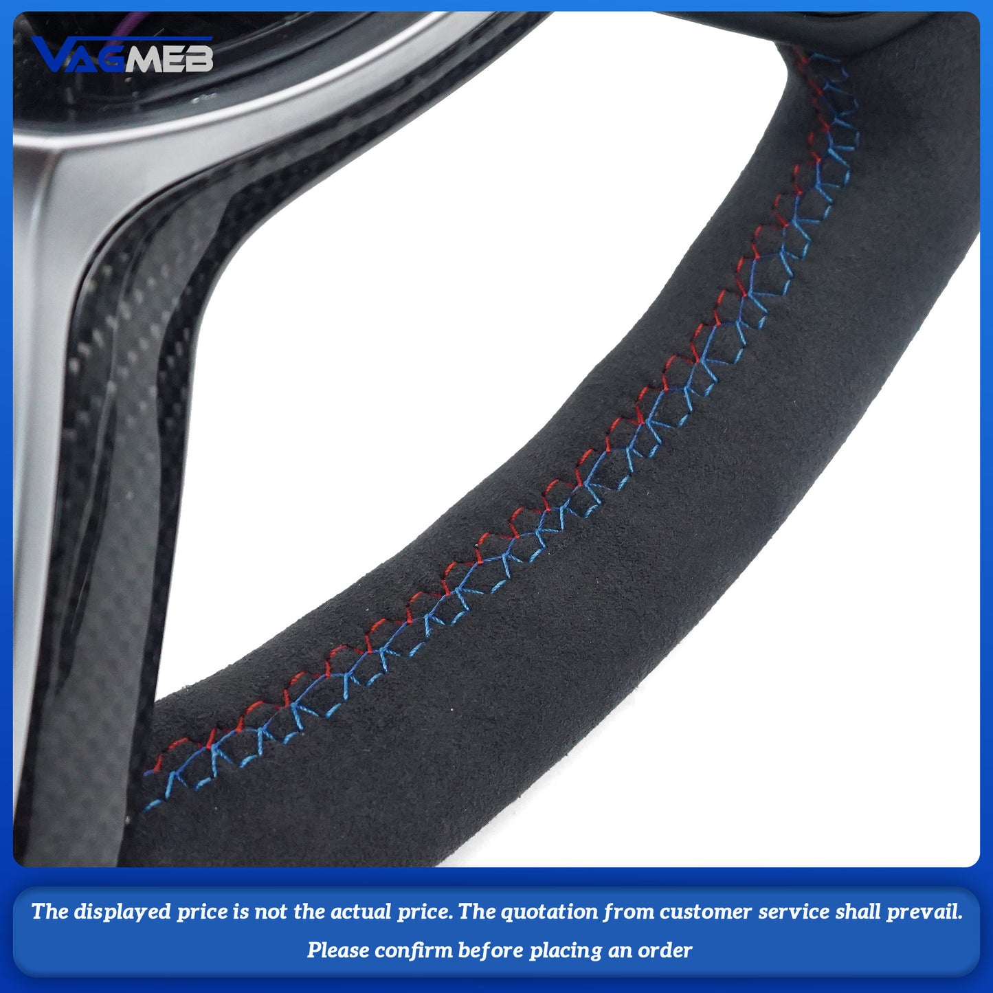 Leather black wire steering wheel with red 12 o'clock emblem For BMW M M3 M5 F10 F11 F13 F15 F20 F21 F22 F25 F01 F02 F03 F30 F31