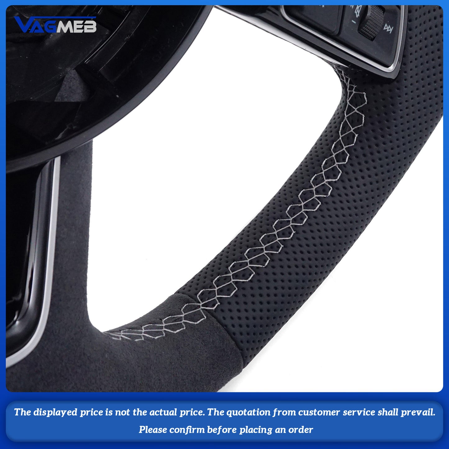 Fully steering wheel For Audi A4 B9 Refit Upgraded Multi-Function Leather Suede Flat Bottom Steering Wheel Sport