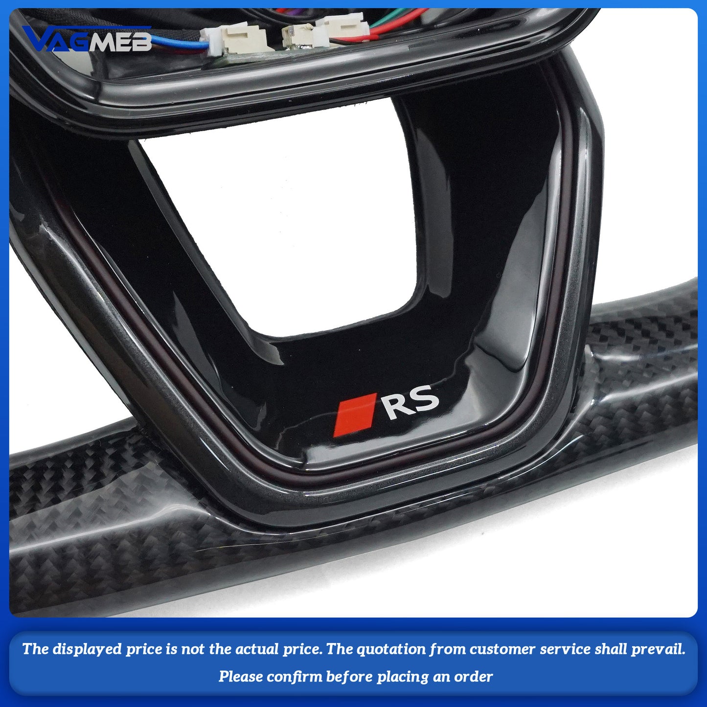 For Audi RS Logo A6C8 carbon fiber red stripe with small rocket