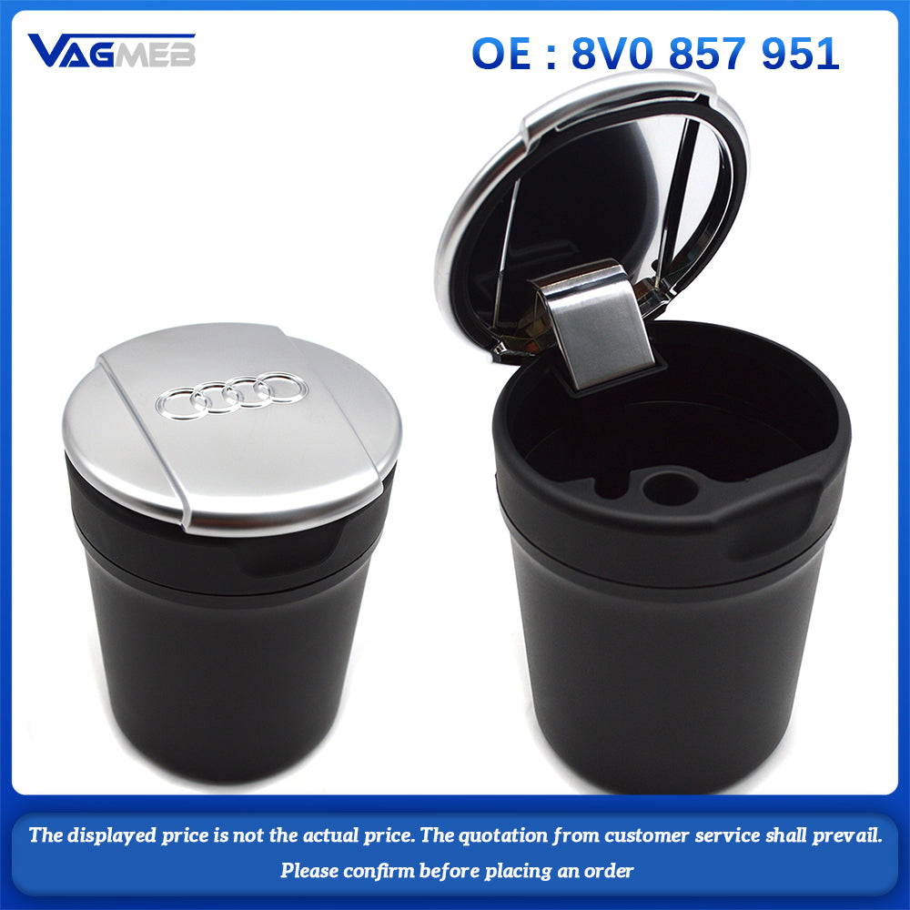 Original High Quality Ashtray Logo on Lid for Audi A4 A5 420 087 017 8UD 8V0 857 951 In Car Vehicle Ashtray Black Silver Chorme