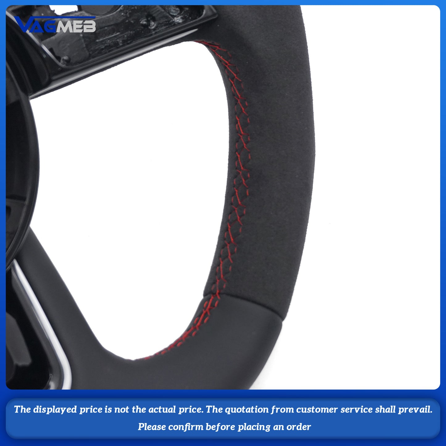 For Audi Sline LOGO A4B9, semi-suede, red line, red skin, straightened label, no buttons, no paddles