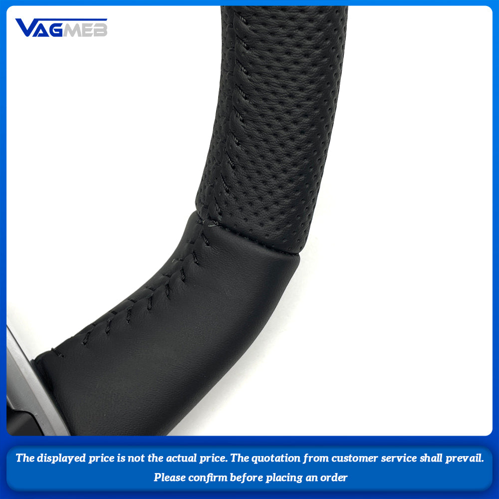 For Audi S Logo R8 RS RS3 RS7 A3 A4 A5 A7 Q7 Black Stitching Perforated Leather Multifunctional Seering Wheel Assembly (1)