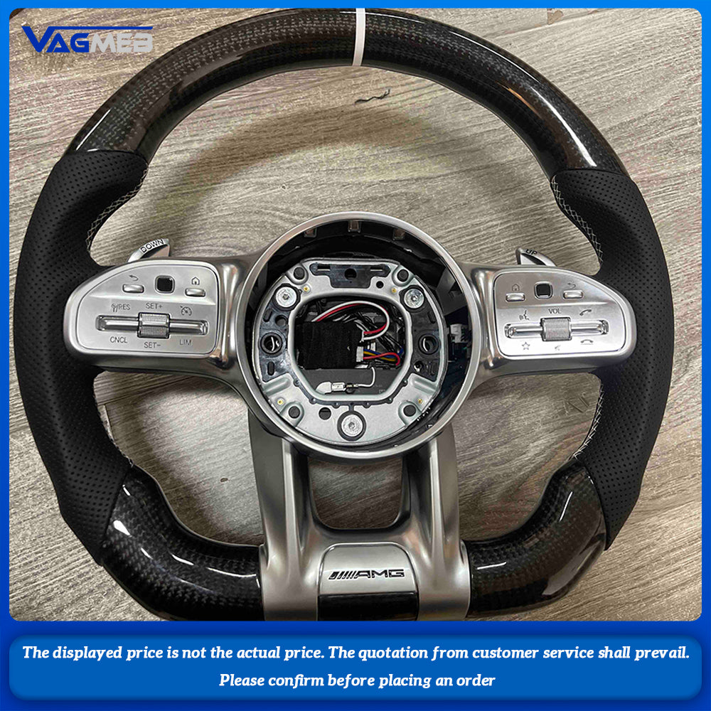 For Mercedes-Benz 2010 2011 2012 2013 CLS W176 GLA CLA GLC A B C E-Class GLK M W204 AMG Steering Wheel Carbon Fiber Leather