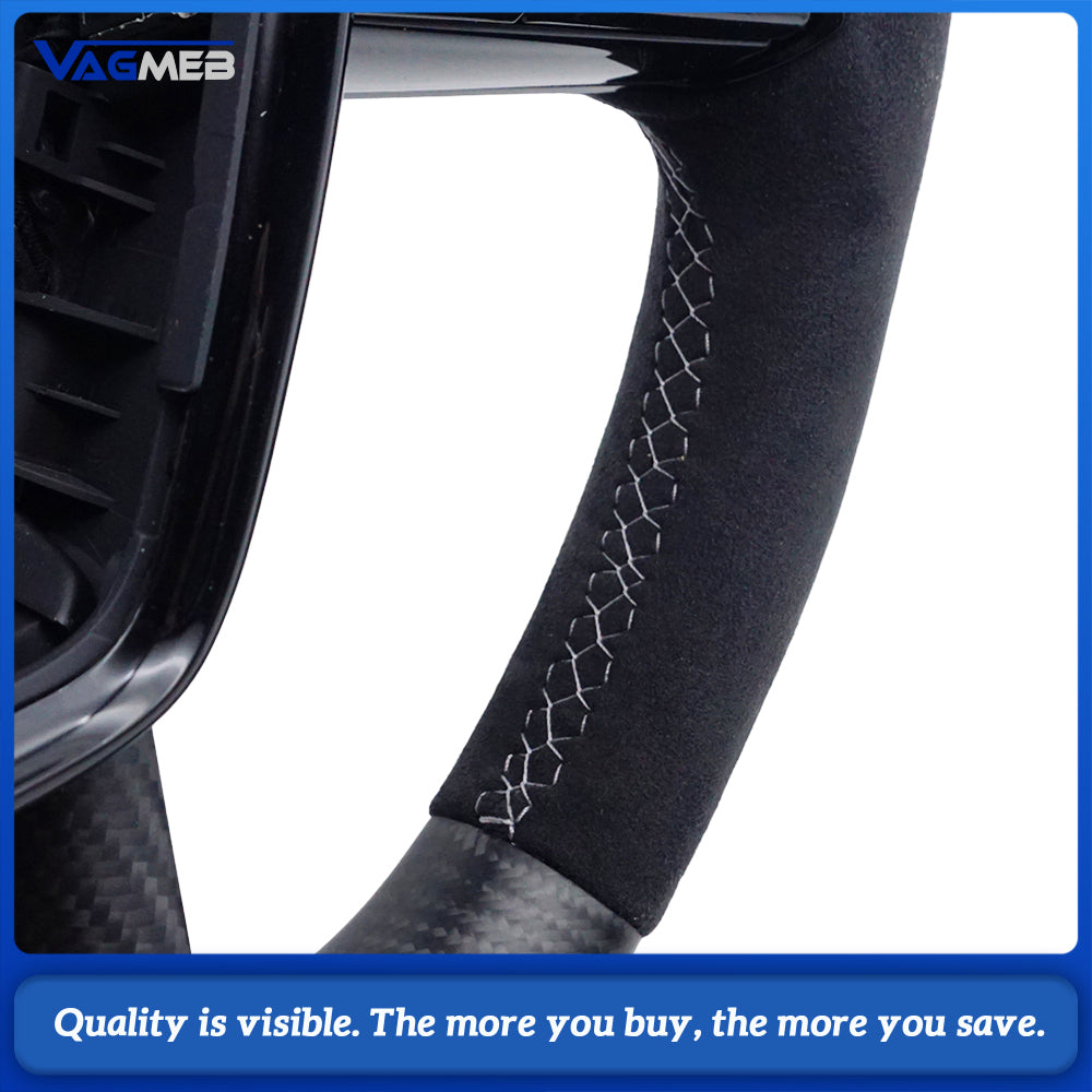 A is suitable for Audi A6 C8 A7 matte carbon fiber Alcantara multifunctional steering wheel with heating, Car Accessories