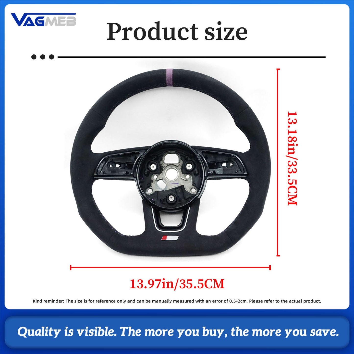 Alcantara steering wheel for Audi A4 B9 models material top purple leather stripe