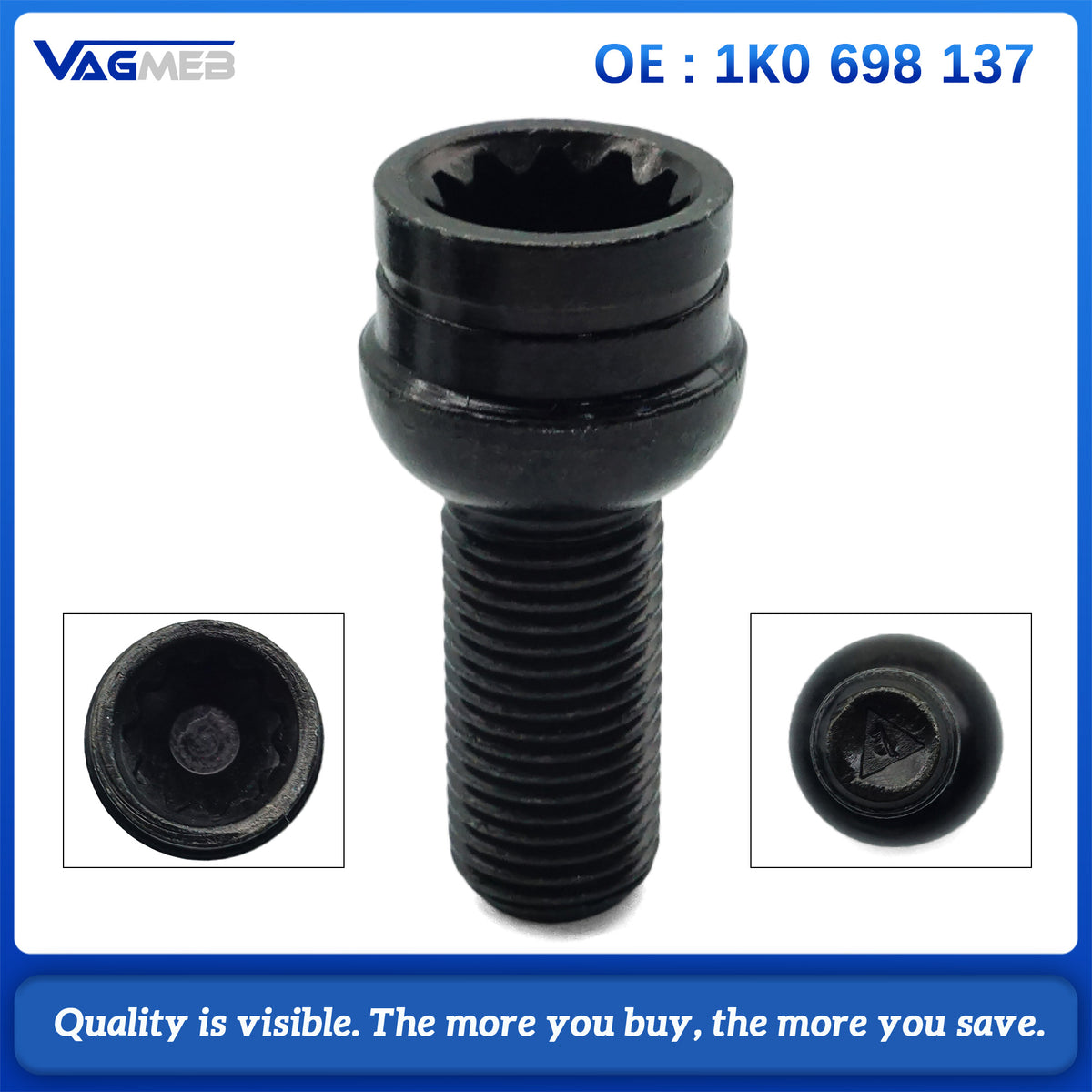 Black Steel Wheel Bolt & Lock Lug Nut Set With Key For Golf Bora Car Accessories 1K0 698 137