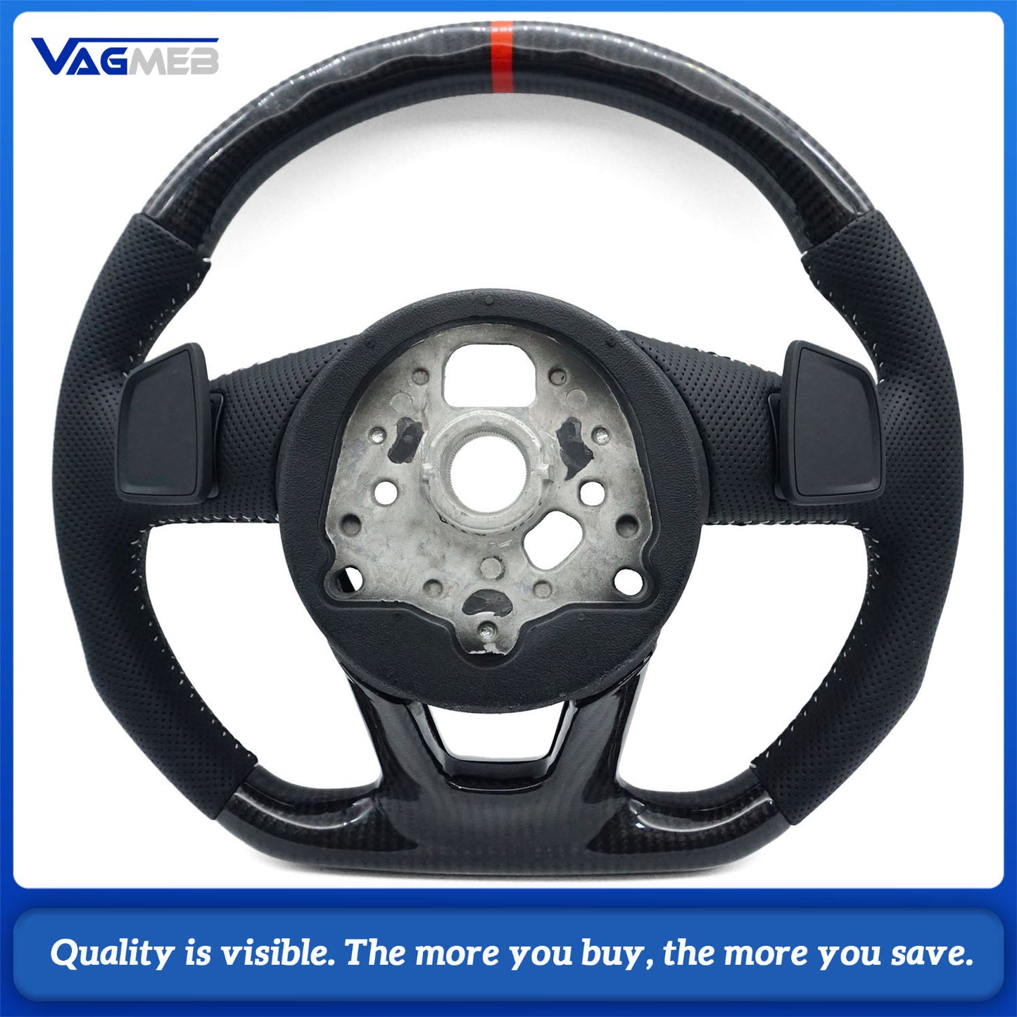 Carbon Fiber Semi Perforated Leather Steering Wheel For Audi A4B9
