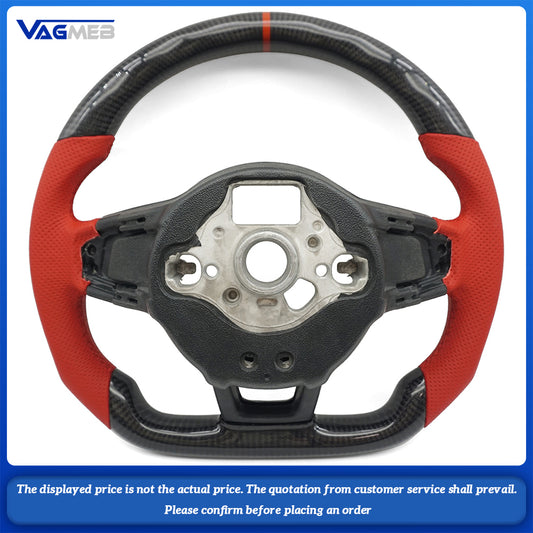 Carbon Fiber Steering Wheel Punched Leather For VW Golf MK7 7.5 GTI GTD GTE R 2013-2020 Polo GTI DSG with Key Frame