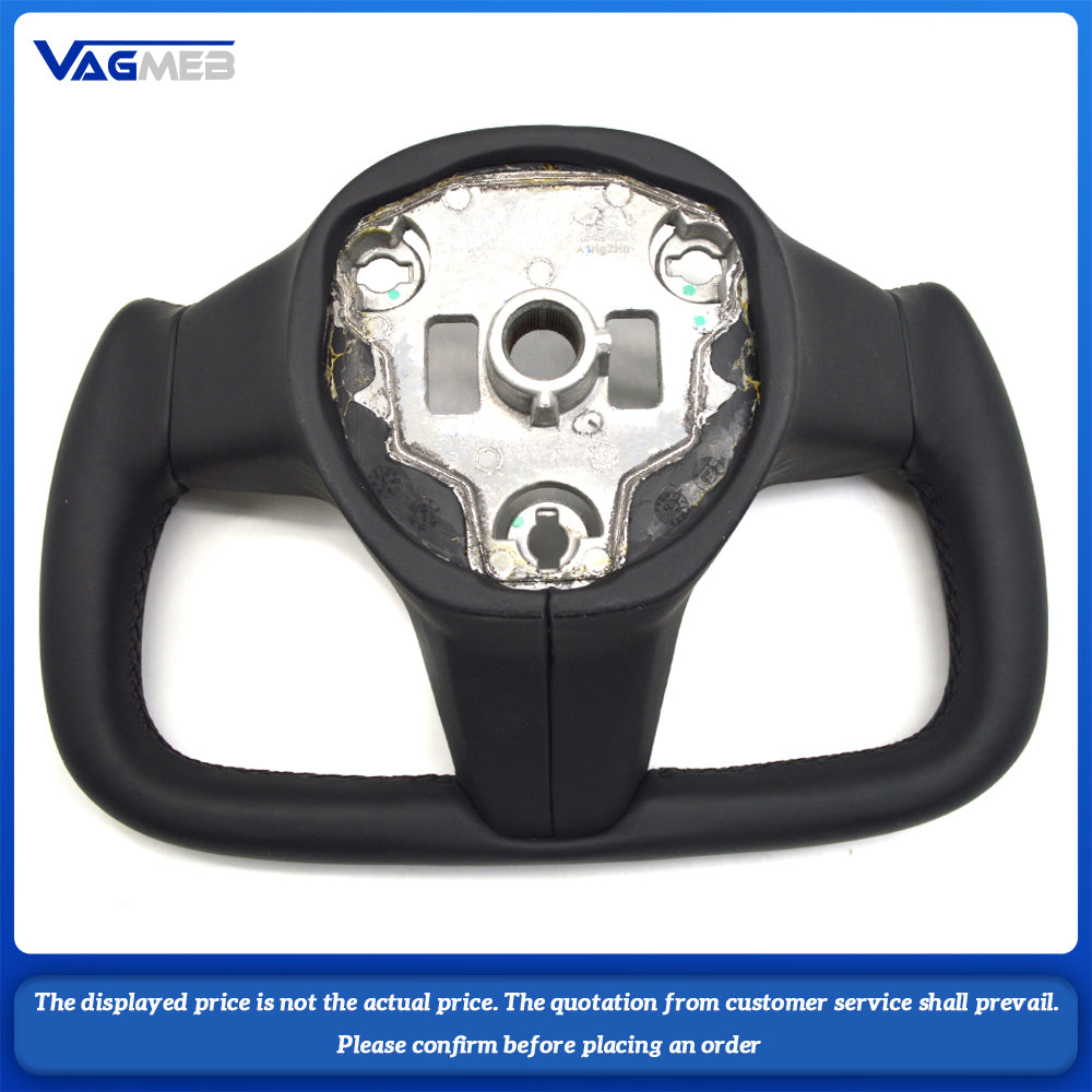Custom Real Leather Alcantara Punching Steering Wheel For Tesla Model Y with Button