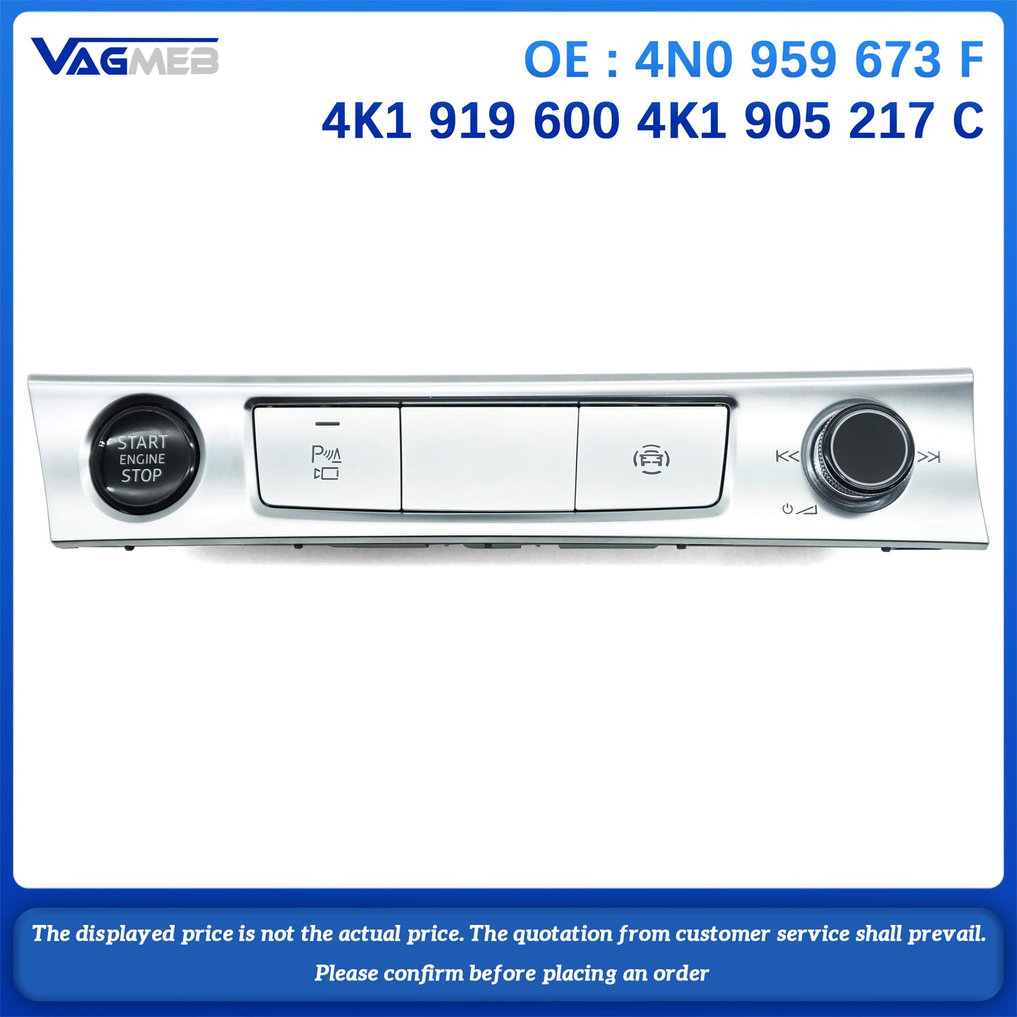 For Audi A6 C8 handbrake switch button, one key start button, knob switch with frame 4N0 959 673F 4K1 919 600 4K1 905 217C