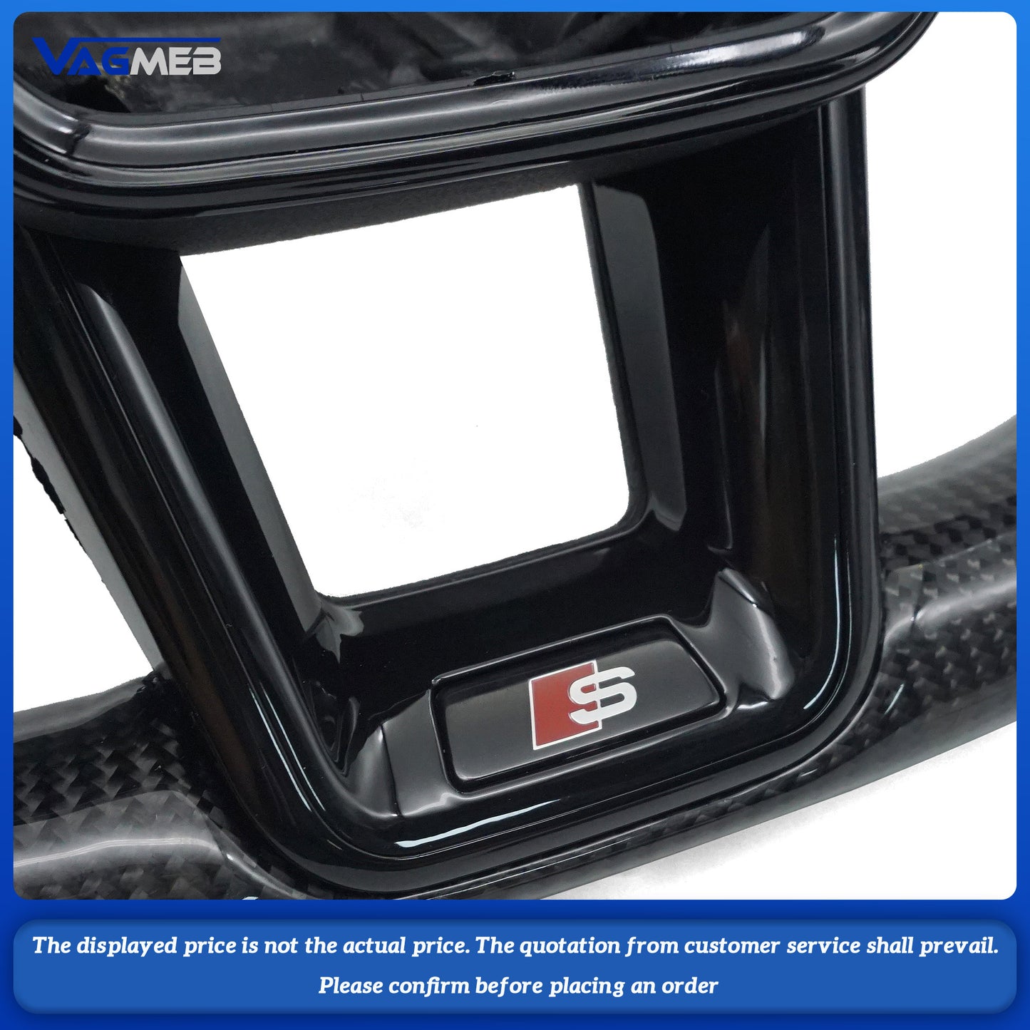 Carbon fiber Alcantara white stitching sports flat bottomed steering wheel with heating for Audi A6 C8, Car Accessories